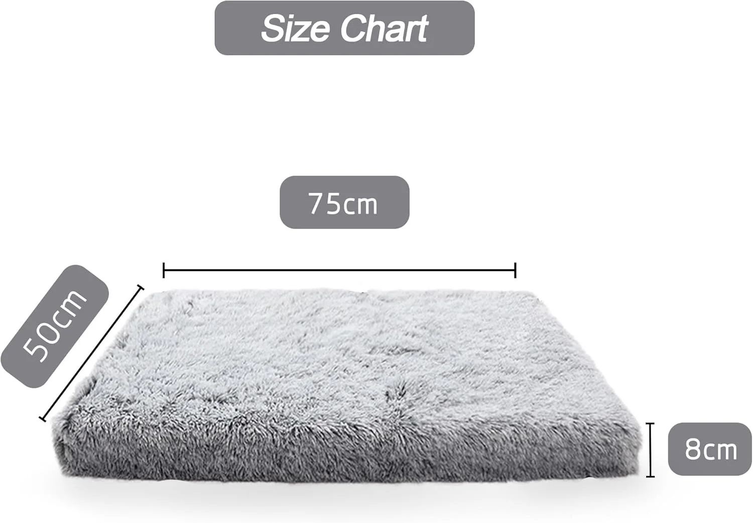 تخت خواب سگ مخملی نرم DELIFIR - تخت خواب راحت و قابل شستشو برای گربه و سگ، زیره ضد آب و ضد لغزش، تشک خواب حیوانات خانگی برای سگ ها، گربه ها و توله سگ های کوچک، متوسط و بزرگ (خاکستری سفید، 75 * 50 * 8 سانتی متر)