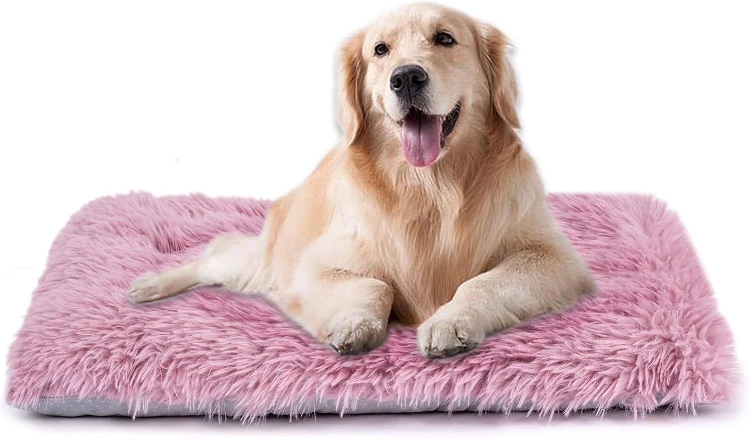 تخت سگ قابل شستشو در ماشین لباسشویی WONDER MIRACLE، پد لوکس مخملی برای باکس سگ و تخت گربه، تشک ضد لغزش برای لانه، تخت خواب کرکی حیوانات خانگی برای نژادهای سگ بزرگ، متوسط و کوچک (61 در 46 سانتی متر، صورتی کالباسی)