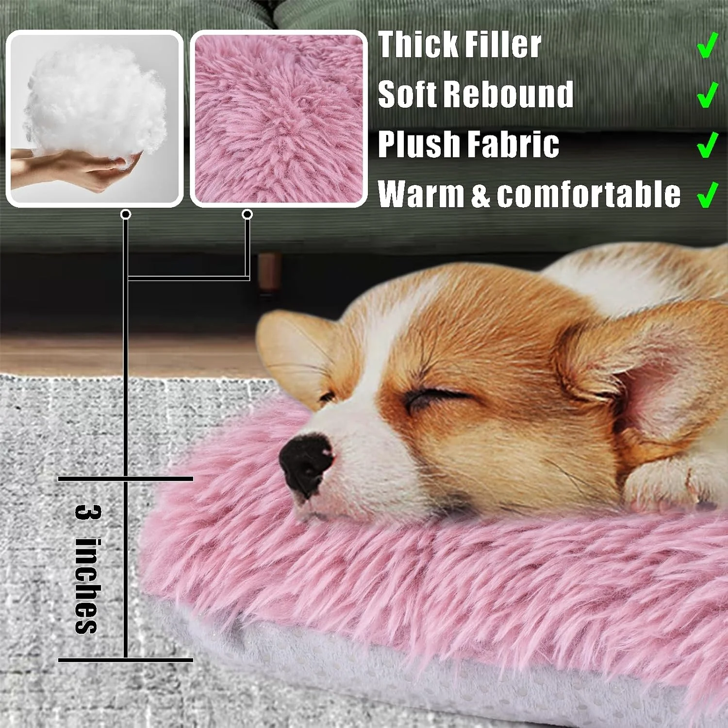 تخت سگ قابل شستشو در ماشین لباسشویی WONDER MIRACLE، پد لوکس مخملی برای باکس سگ و تخت گربه، تشک ضد لغزش برای لانه، تخت خواب کرکی حیوانات خانگی برای نژادهای سگ بزرگ، متوسط و کوچک (61 در 46 سانتی متر، صورتی کالباسی) تخت سگ قابل شستشو در ماشین لباسشویی WONDER MIRACLE، پد لوکس مخملی برای باکس سگ و تخت گربه، تشک ضد لغزش برای لانه، تخت خواب کرکی حیوانات خانگی برای نژادهای سگ بزرگ، متوسط و کوچک (61 در 46 سانتی متر، صورتی کالباسی)