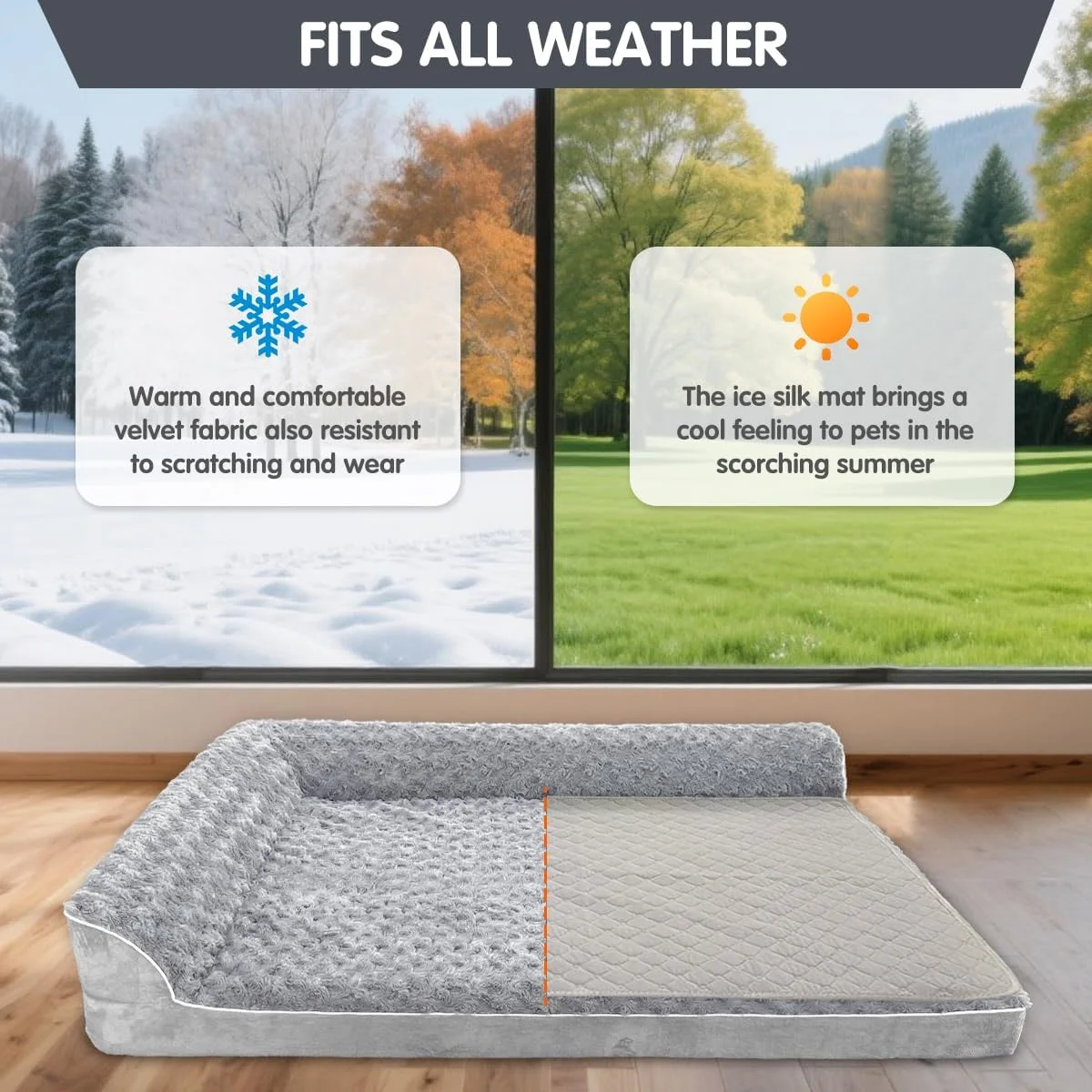 تخت سگ، تختخواب بزرگ ضد آب سگ با روکش قابل شستشو و پد خنک کننده، تشک حیوانات خانگی L شکل برای سگ های بزرگ، حیوانات خانگی متعدد، فوم حافظه دار ارتوپدی بادوام و پایه ضد لغزش، قابل شستشو در ماشین لباسشویی، خاکستری روشن تخت سگ، تختخواب بزرگ ضد آب سگ با روکش قابل شستشو و پد خنک کننده، تشک حیوانات خانگی L شکل برای سگ های بزرگ، حیوانات خانگی متعدد، فوم حافظه دار ارتوپدی بادوام و پایه ضد لغزش، قابل شستشو در ماشین لباسشویی، خاکستری روشن