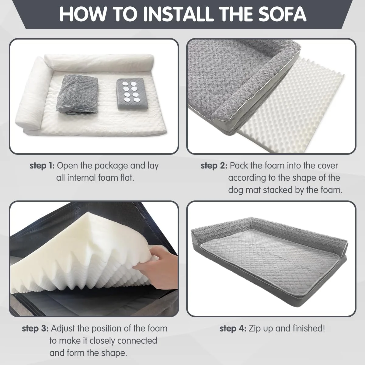 تخت سگ، تختخواب بزرگ ضد آب سگ با روکش قابل شستشو و پد خنک کننده، تشک حیوانات خانگی L شکل برای سگ های بزرگ، حیوانات خانگی متعدد، فوم حافظه دار ارتوپدی بادوام و پایه ضد لغزش، قابل شستشو در ماشین لباسشویی، خاکستری روشن تخت سگ، تختخواب بزرگ ضد آب سگ با روکش قابل شستشو و پد خنک کننده، تشک حیوانات خانگی L شکل برای سگ های بزرگ، حیوانات خانگی متعدد، فوم حافظه دار ارتوپدی بادوام و پایه ضد لغزش، قابل شستشو در ماشین لباسشویی، خاکستری روشن