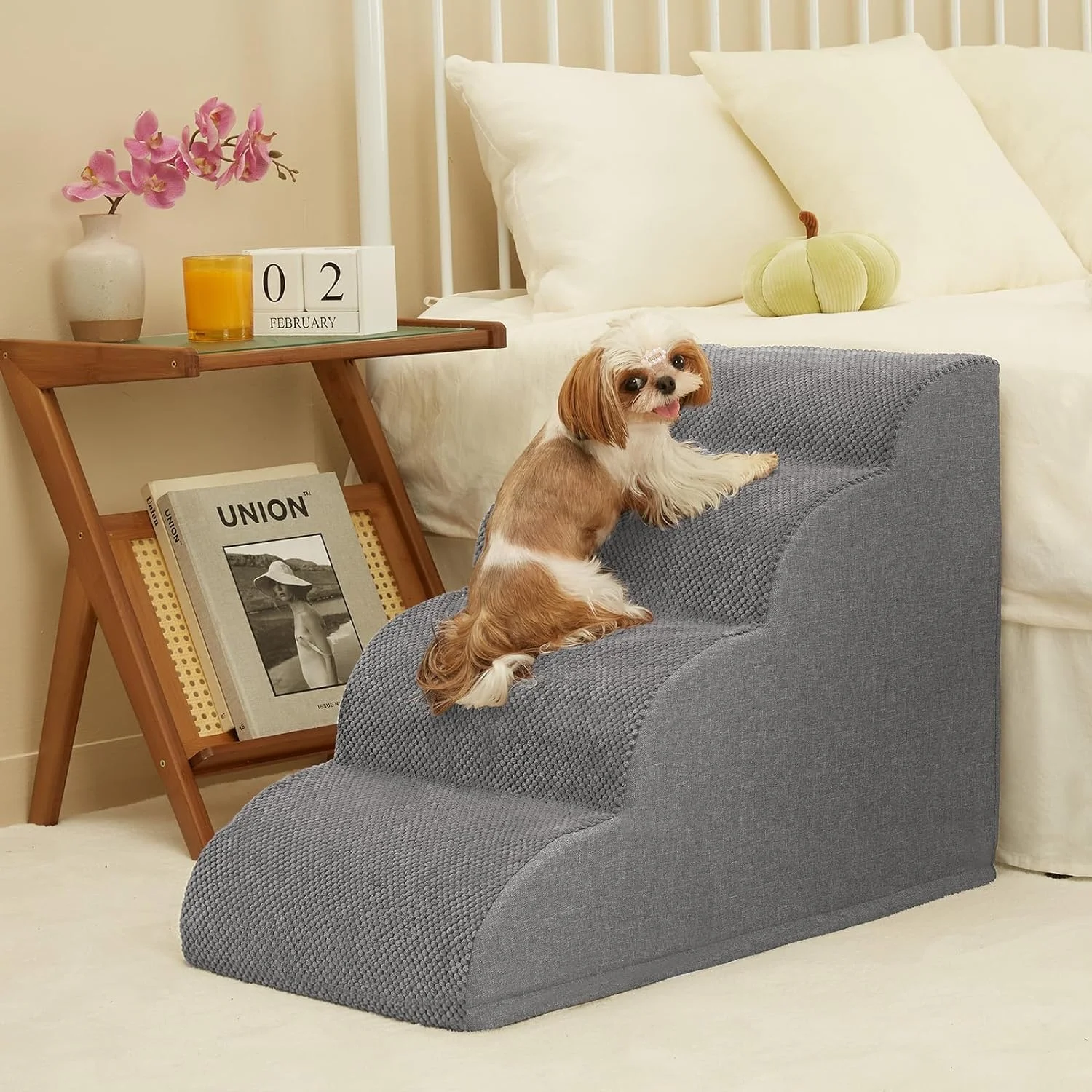 پله و رمپ سگ YKingder برای تخت و مبل، پله های فوق العاده پهن حیوانات خانگی با روکش پارچه ای ضد آب و بادوام و ضد لغزش، پله های شیب دار سگ، خاکستری، 4 طبقه پله و رمپ سگ YKingder برای تخت و مبل، پله های فوق العاده پهن حیوانات خانگی با روکش پارچه ای ضد آب و بادوام و ضد لغزش، پله های شیب دار سگ، خاکستری، 4 طبقه