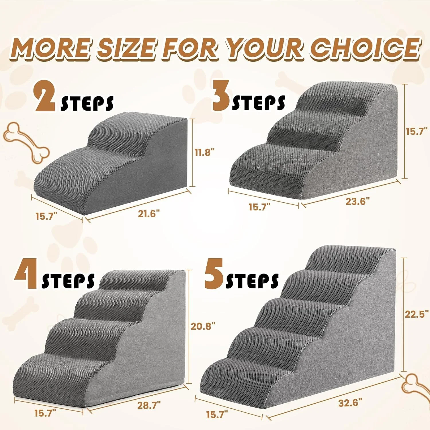 پله و رمپ سگ YKingder برای تخت و مبل، پله های فوق العاده پهن حیوانات خانگی با روکش پارچه ای ضد آب و بادوام و ضد لغزش، پله های شیب دار سگ، خاکستری، 4 طبقه پله و رمپ سگ YKingder برای تخت و مبل، پله های فوق العاده پهن حیوانات خانگی با روکش پارچه ای ضد آب و بادوام و ضد لغزش، پله های شیب دار سگ، خاکستری، 4 طبقه