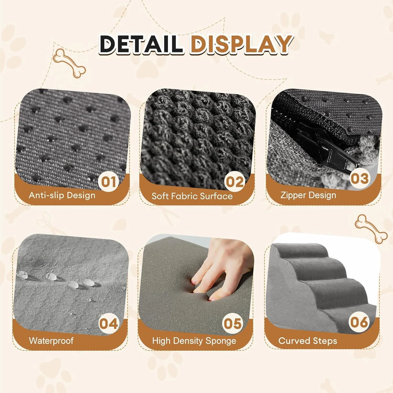 پله و رمپ سگ YKingder برای تخت و مبل، پله های فوق العاده پهن حیوانات خانگی با روکش پارچه ای ضد آب و بادوام و ضد لغزش، پله های شیب دار سگ، خاکستری، 4 طبقه پله و رمپ سگ YKingder برای تخت و مبل، پله های فوق العاده پهن حیوانات خانگی با روکش پارچه ای ضد آب و بادوام و ضد لغزش، پله های شیب دار سگ، خاکستری، 4 طبقه