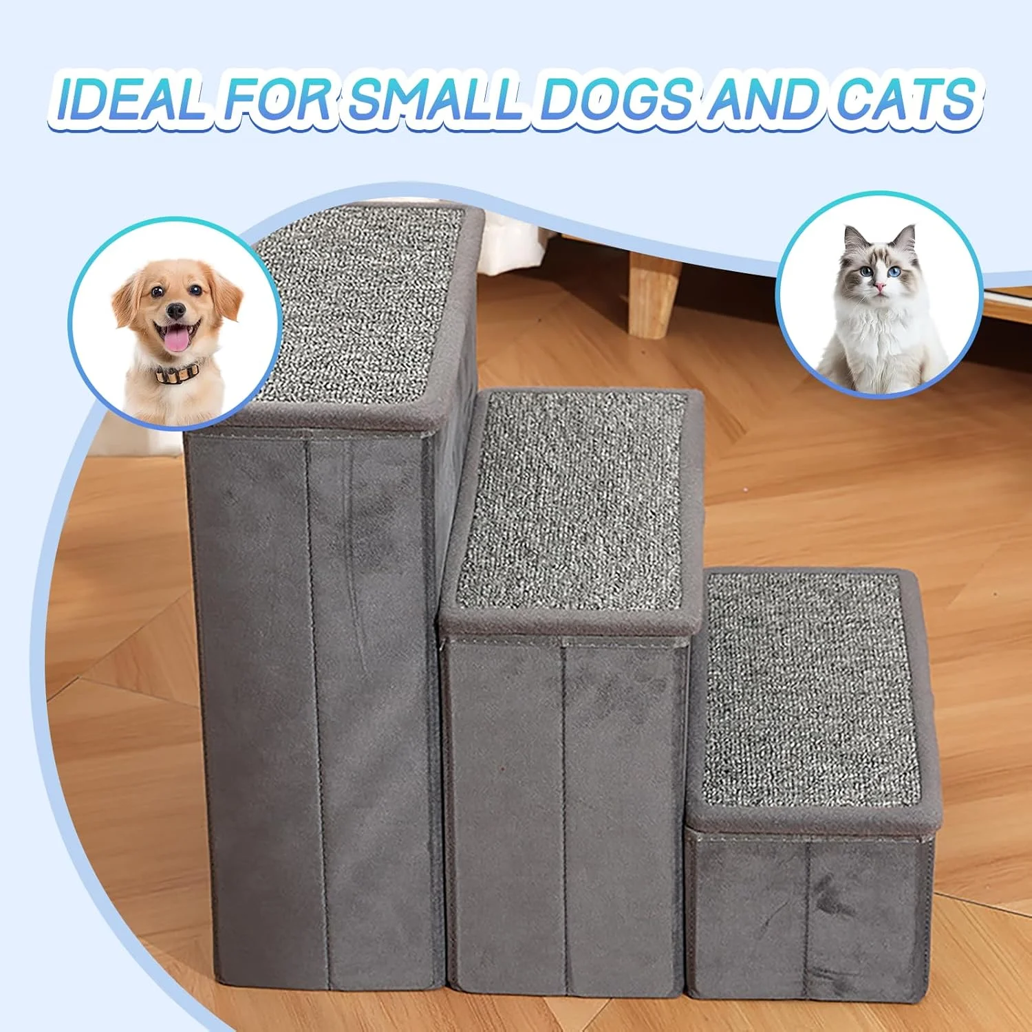 پله سگ با محفظه ذخیره سازی، پله های 3 مرحله ای حیوانات خانگی برای سگ ها و گربه های بزرگ/متوسط/کوچک مسن، رمپ پله های تاشو و محکم ضد لغزش برای بالا رفتن از تخت، مبل، ماشین، 45 سانتی متر ارتفاع، تحمل وزن تا 50 کیلوگرم (خاکستری تاهیتی) پله سگ با محفظه ذخیره سازی، پله های 3 مرحله ای حیوانات خانگی برای سگ ها و گربه های بزرگ/متوسط/کوچک مسن، رمپ پله های تاشو و محکم ضد لغزش برای بالا رفتن از تخت، مبل، ماشین، 45 سانتی متر ارتفاع، تحمل وزن تا 50 کیلوگرم (خاکستری تاهیتی)