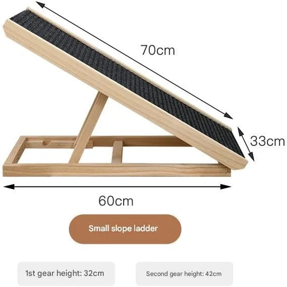 رمپ سگ Strayelf، رمپ حیوانات خانگی چوبی قابل تنظیم با سطح فرش ضد لغزش، رمپ پد کششی قابل حمل تاشو برای مبل، تخت، ماشین (60 سانتی متر)