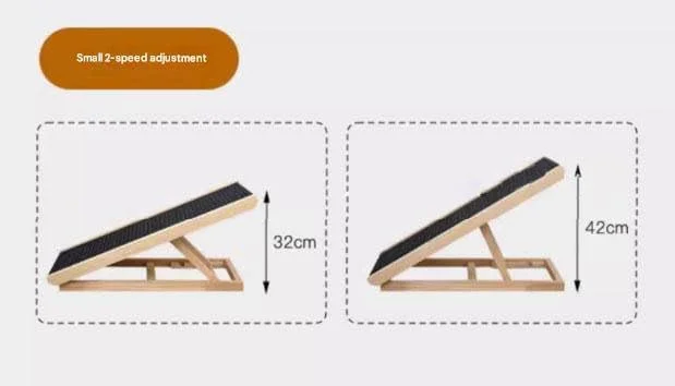رمپ سگ Strayelf، رمپ حیوانات خانگی چوبی قابل تنظیم با سطح فرش ضد لغزش، رمپ پد کششی قابل حمل تاشو برای مبل، تخت، ماشین (60 سانتی متر)