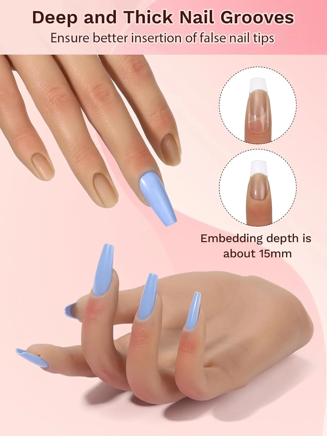 دست تمرینی آدونافی برای کاشت ناخن اکریلیک، دست سیلیکونی قابل تنظیم با 240 عدد ناخن مصنوعی شفاف سایز 3XL، کیت انعطاف پذیر انگشت تمرینی برای مانیکور و طراحی ناخن DIY - رنگ طبیعی دست تمرینی آدونافی برای کاشت ناخن اکریلیک، دست سیلیکونی قابل تنظیم با 240 عدد ناخن مصنوعی شفاف سایز 3XL، کیت انعطاف پذیر انگشت تمرینی برای مانیکور و طراحی ناخن DIY - رنگ طبیعی