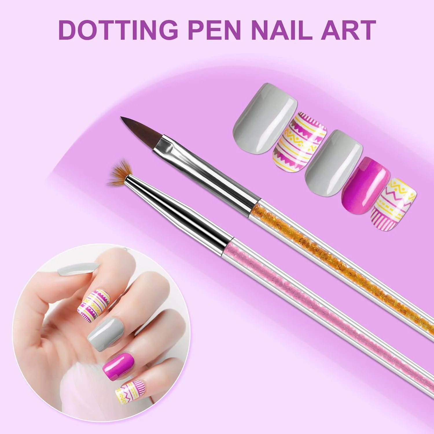 ست 9 عددی قلم موی طراحی ناخن Artdone، شامل قلم موی خطی طراحی ناخن و ابزار نقطه گذاری، ابزارهای طراحی لاک ژل برای طراحی ناخن، شامل قلم موی ژل اکستنشن... ست 9 عددی قلم موی طراحی ناخن Artdone، شامل قلم موی خطی طراحی ناخن و ابزار نقطه گذاری، ابزارهای طراحی لاک ژل برای طراحی ناخن، شامل قلم موی ژل اکستنشن...