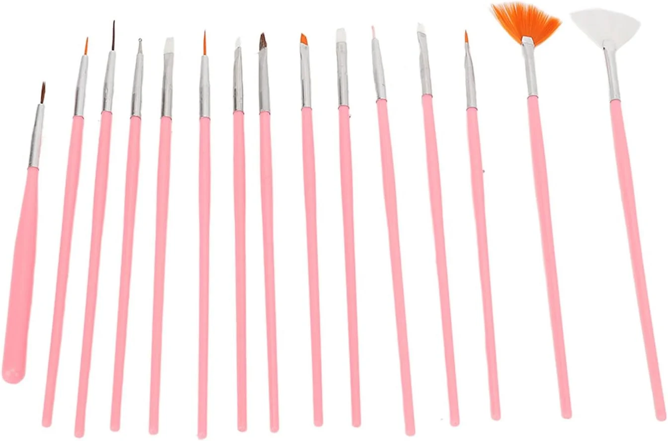 ست قلم موی طراحی ناخن 15 عددی، قلم موی ژل اکستنشن ناخن با حکاکی دقیق صورتی، برس های طراحی ناخن برای استفاده خانگی و سالن ناخن ست قلم موی طراحی ناخن 15 عددی، قلم موی ژل اکستنشن ناخن با حکاکی دقیق صورتی، برس های طراحی ناخن برای استفاده خانگی و سالن ناخن