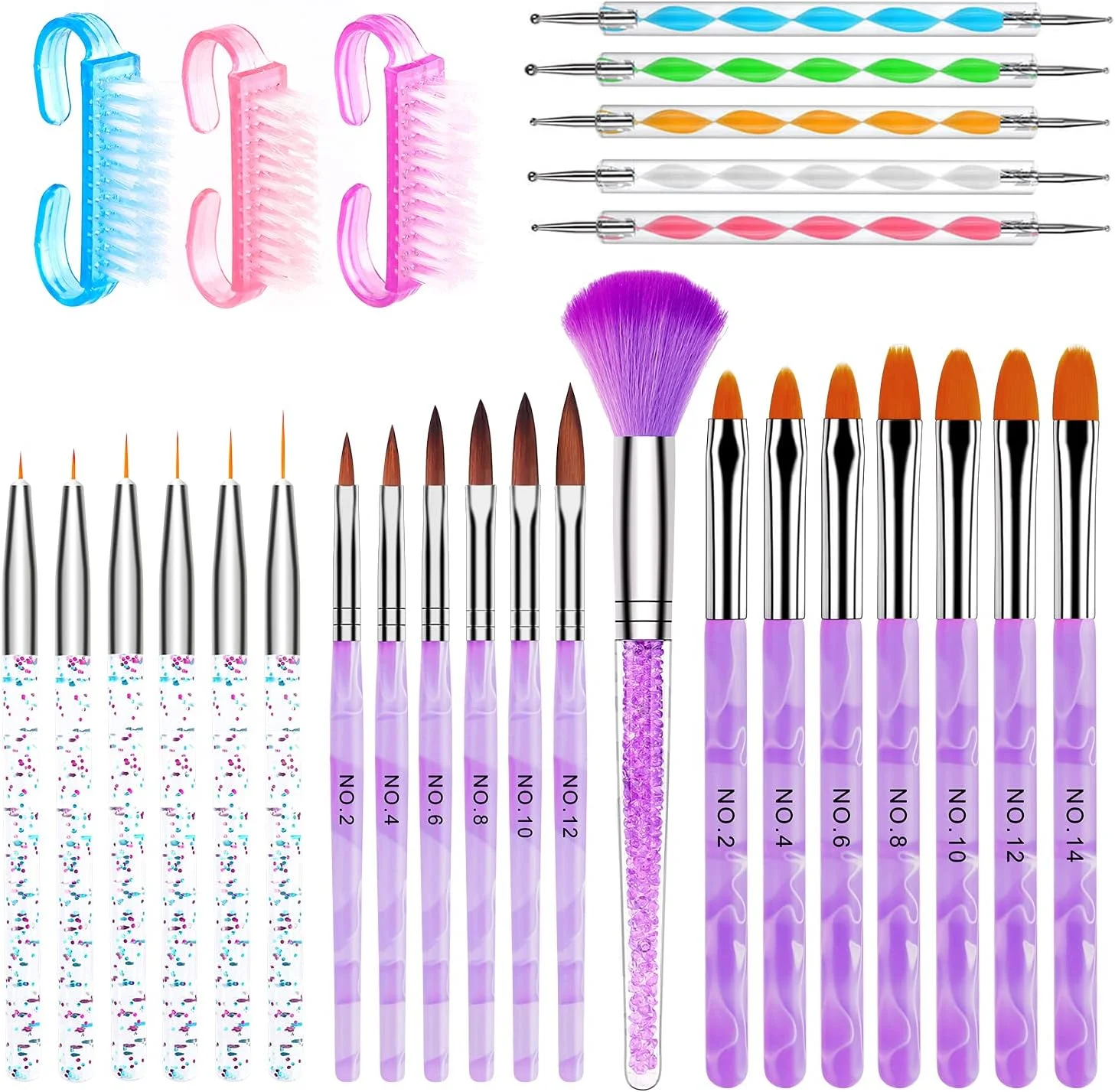 ست قلم موی ناخن اکریلیک AROIC شامل 28 قطعه، شامل 7 عدد قلم موی طراحی ناخن ژل UV، 6 عدد قلم موی اکستنشن ناخن سه بعدی، 5 عدد قلم داتینگ دو طرفه برای طراحی ناخن DIY با جعبه سفید، رنگارنگ ست قلم موی ناخن اکریلیک AROIC شامل 28 قطعه، شامل 7 عدد قلم موی طراحی ناخن ژل UV، 6 عدد قلم موی اکستنشن ناخن سه بعدی، 5 عدد قلم داتینگ دو طرفه برای طراحی ناخن DIY با جعبه سفید، رنگارنگ