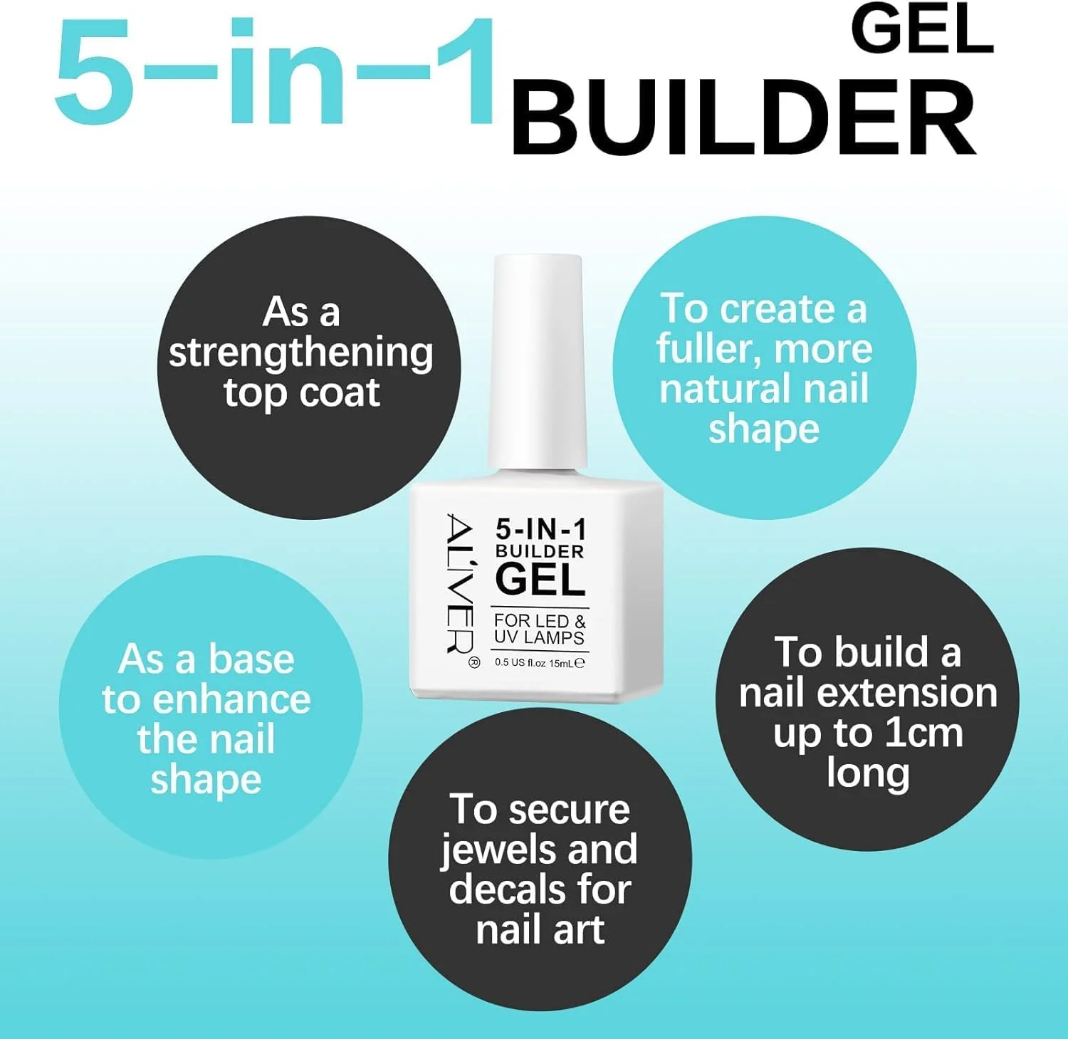 ژل بیلدر 5 در 1 سفید رنگ برای لاک ناخن در یک بطری، بیس بیلدر و لاک تقویت کننده ناخن، اکستنشن بیلدر ژل سخت برای ناخن 15 میلی لیتر ژل بیلدر 5 در 1 سفید رنگ برای لاک ناخن در یک بطری، بیس بیلدر و لاک تقویت کننده ناخن، اکستنشن بیلدر ژل سخت برای ناخن 15 میلی لیتر