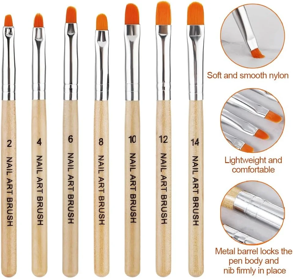 ست قلم موی ژل ناخن UV هفت عددی، قلم موی ژل اکستنشن پلی و ست قلم طراحی و ساخت نوک ناخن (شماره 2/4/6/8/10/12/14) ست قلم موی ژل ناخن UV هفت عددی، قلم موی ژل اکستنشن پلی و ست قلم طراحی و ساخت نوک ناخن (شماره 2/4/6/8/10/12/14)