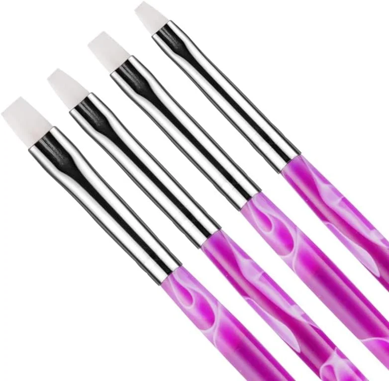 ست 4 عددی قلم طراحی ناخن تخت اکریلیک، برس های طراحی و نقاشی ژل پولیش، نوک های مارپیچی بنفش برای ابزار مانیکور DIY Shoark