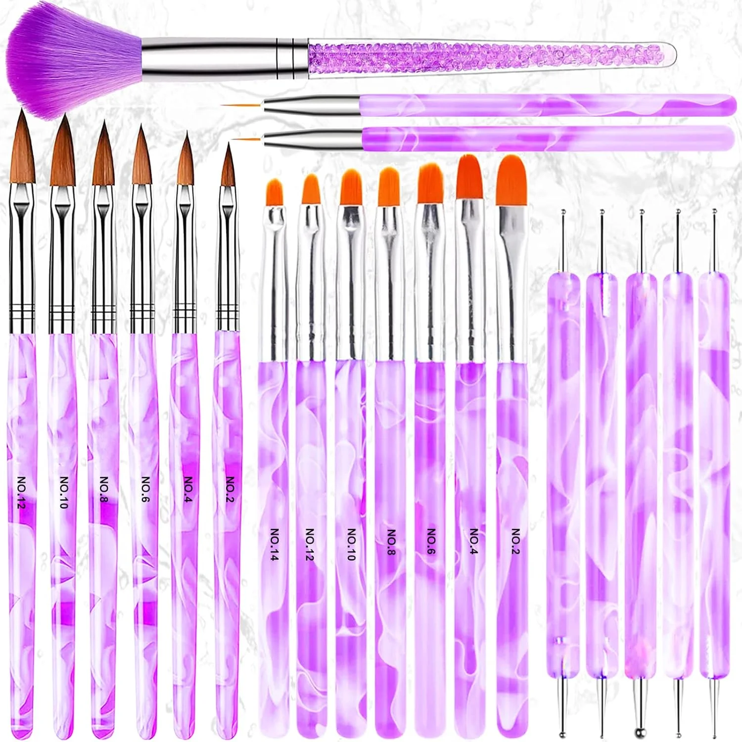 ست 21 عددی قلم طراحی ناخن اکریلیک، قلم های طراحی ناخن اکریلیک برای ژل UV، قلم طراحی ناخن، قلم های ژل اکستنشن پلی، قلم نقطه گذاری، قلم حکاکی، قلم نقاشی گل، مناسب برای استفاده در خانه و سالن (بنفش) ست 21 عددی قلم طراحی ناخن اکریلیک، قلم های طراحی ناخن اکریلیک برای ژل UV، قلم طراحی ناخن، قلم های ژل اکستنشن پلی، قلم نقطه گذاری، قلم حکاکی، قلم نقاشی گل، مناسب برای استفاده در خانه و سالن (بنفش)