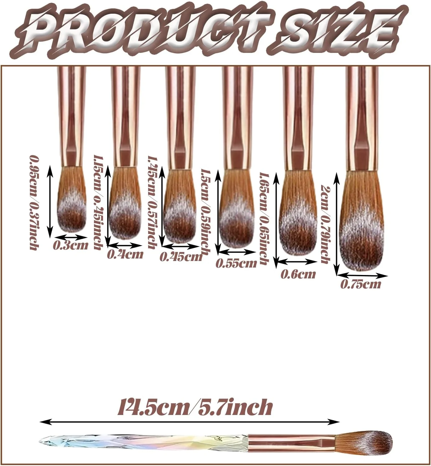 ست 6 عددی برس ناخن کریستالی، سایز سر برس 0.95/1.15/1.45/1.5/1.65/2 سانتی متر / مناسب برای اکستنشن پودر کریستال ناخن حرفه ای و طراحی سه بعدی ناخن برای ابزارهای مانیکور خانگی DIY ست 6 عددی برس ناخن کریستالی، سایز سر برس 0.95/1.15/1.45/1.5/1.65/2 سانتی متر / مناسب برای اکستنشن پودر کریستال ناخن حرفه ای و طراحی سه بعدی ناخن برای ابزارهای مانیکور خانگی DIY