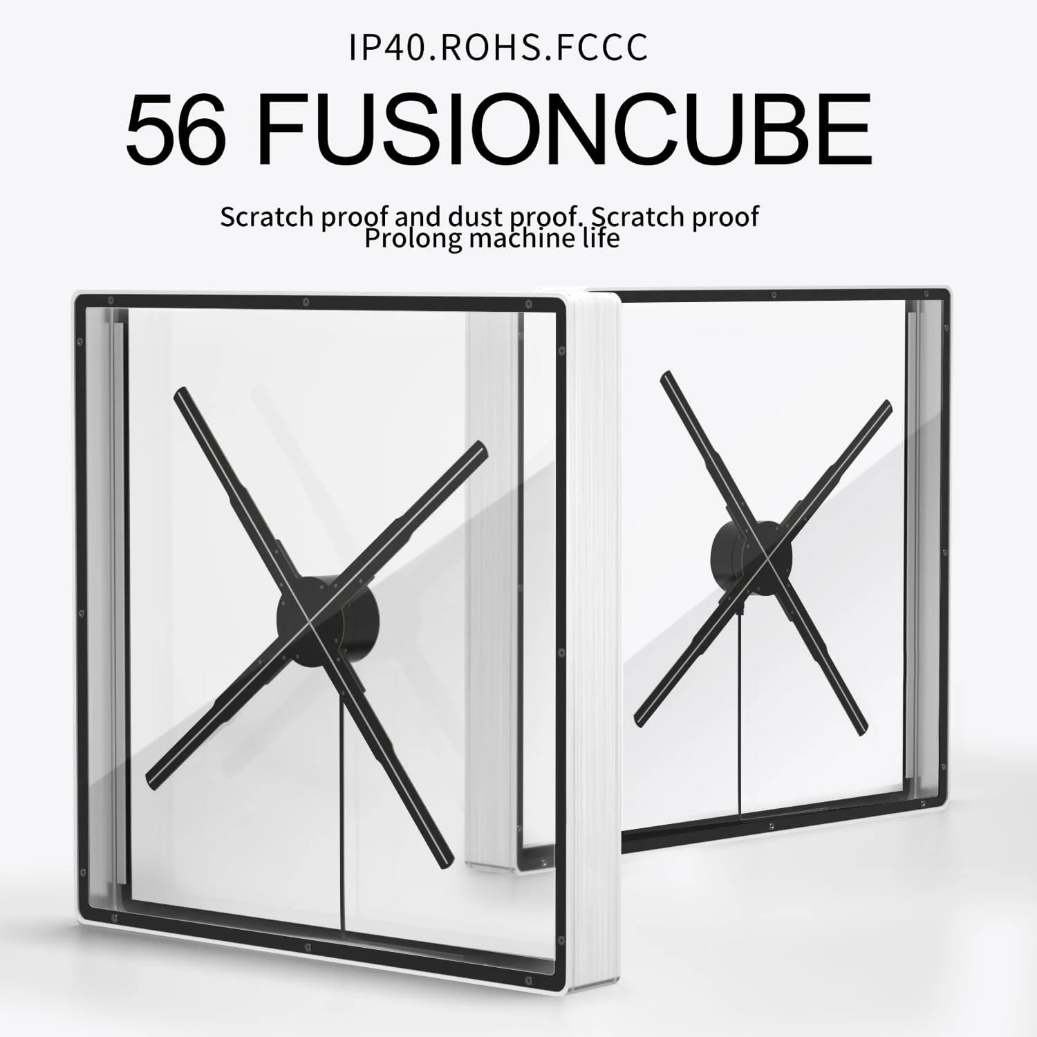 دستگاه تبلیغاتی پروژکتور سه بعدی VoOqo، پروژکتور هولوگرام فن سه بعدی 65 سانتی متری، پخش کننده لامپ هولوگرافی LED وای فای با پوشش نور صفحه نمایش تبلیغاتی