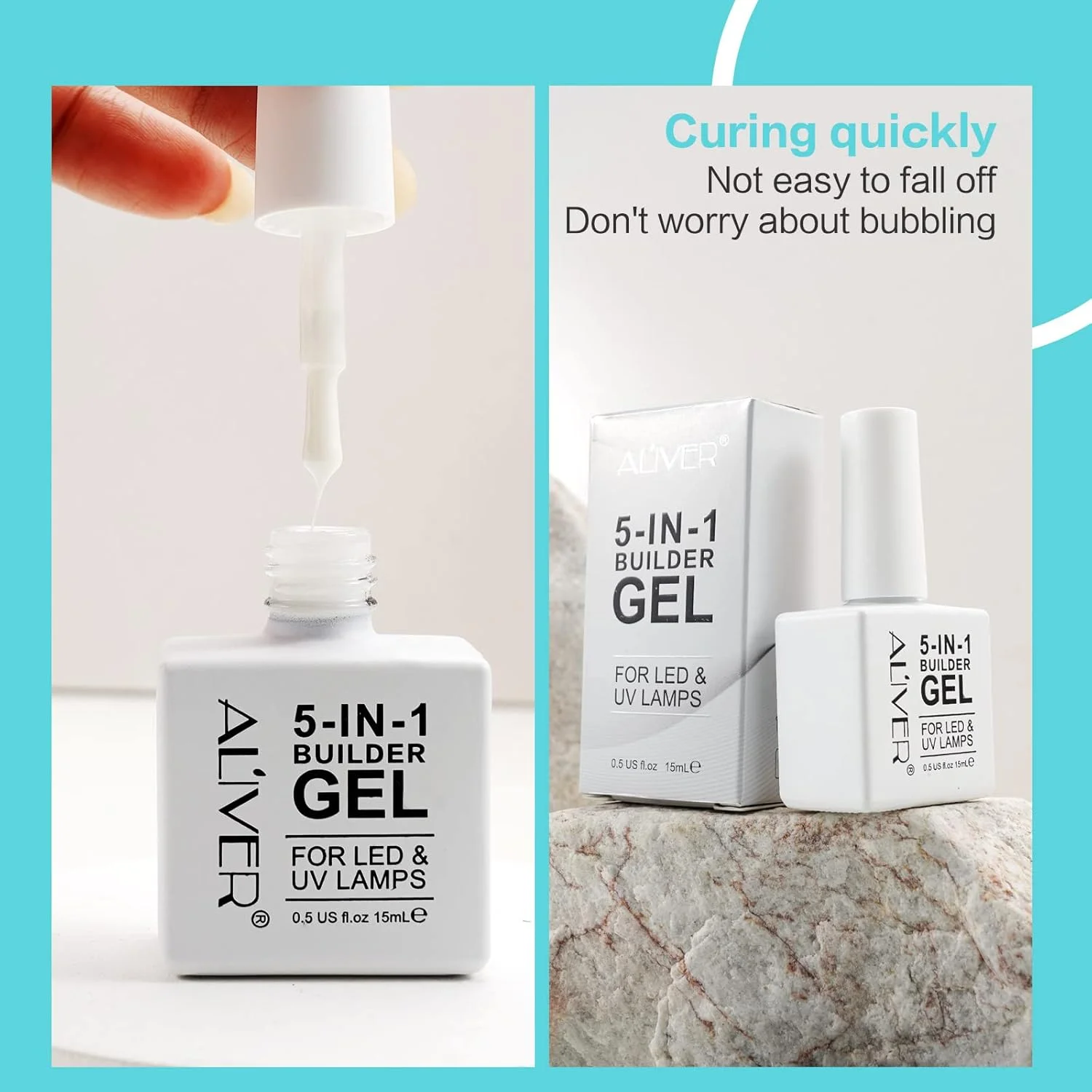 ژل بیلدر Bieyoc، ژل بیلدر 5 در 1 ناخن و ژل تقویت کننده بیس ژل، ژل بیلدر شفاف و صورتی رنگ در یک بطری 15 میلی لیتری، اکستنشن ناخن ژل سخت بدون فرم ناخن ژل بیلدر