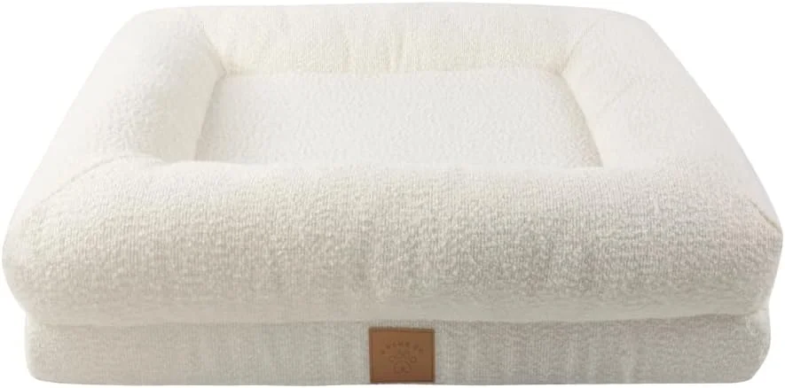 تخت خواب کوچک سگ - تخت حیوانات خانگی زیبا با پارچه بوکله سفید - روکش قابل جابجایی و شستشو - فوم جعبه تخم مرغی برای پشتیبانی از مفاصل (عرض: 73 x عمق 58 x ارتفاع: 15 سانتی متر). AND Paws Co. تخت خواب کوچک سگ - تخت حیوانات خانگی زیبا با پارچه بوکله سفید - روکش قابل جابجایی و شستشو - فوم جعبه تخم مرغی برای پشتیبانی از مفاصل (عرض: 73 x عمق 58 x ارتفاع: 15 سانتی متر). AND Paws Co.