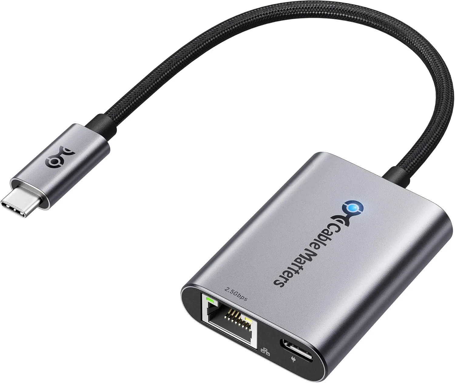 آداپتور USB-C به اترنت 2.5 گیگابیتی Cable Matters با شارژ 140 واتی، سرعت شبکه 2.5 گیگابیت، آداپتور USB-C به اترنت سازگار با USB4، Thunderbolt 4/5، MacBook، لپ تاپ و دستگاه های USBC
