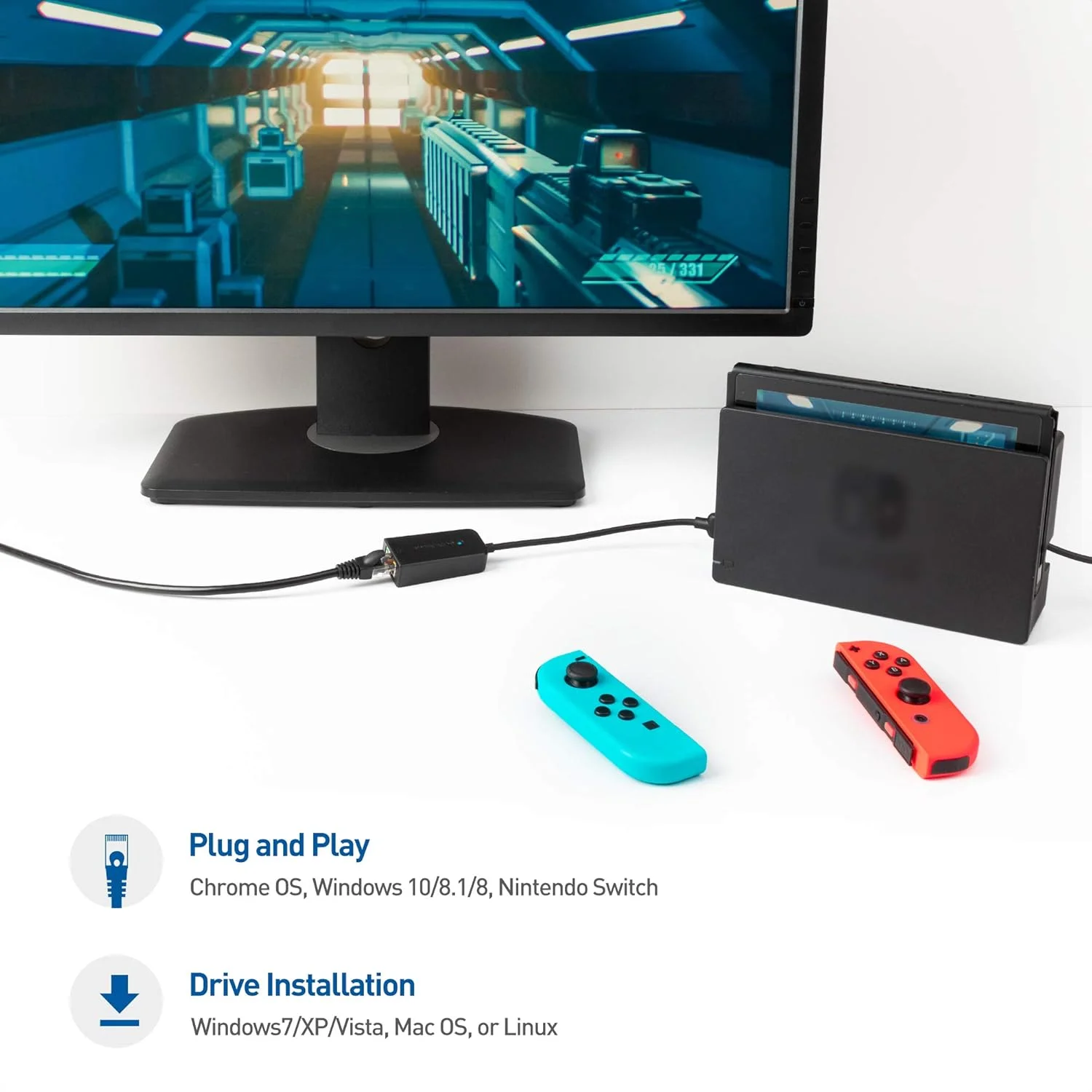 آداپتور گیگابیتی USB به اترنت Cable Matters برای کنسول بازی سوییچ و لپ تاپ (آداپتور USB 3.0 به اترنت 10/100/1000 مگابیت بر ثانیه) آداپتور گیگابیتی USB به اترنت Cable Matters برای کنسول بازی سوییچ و لپ تاپ (آداپتور USB 3.0 به اترنت 10/100/1000 مگابیت بر ثانیه)