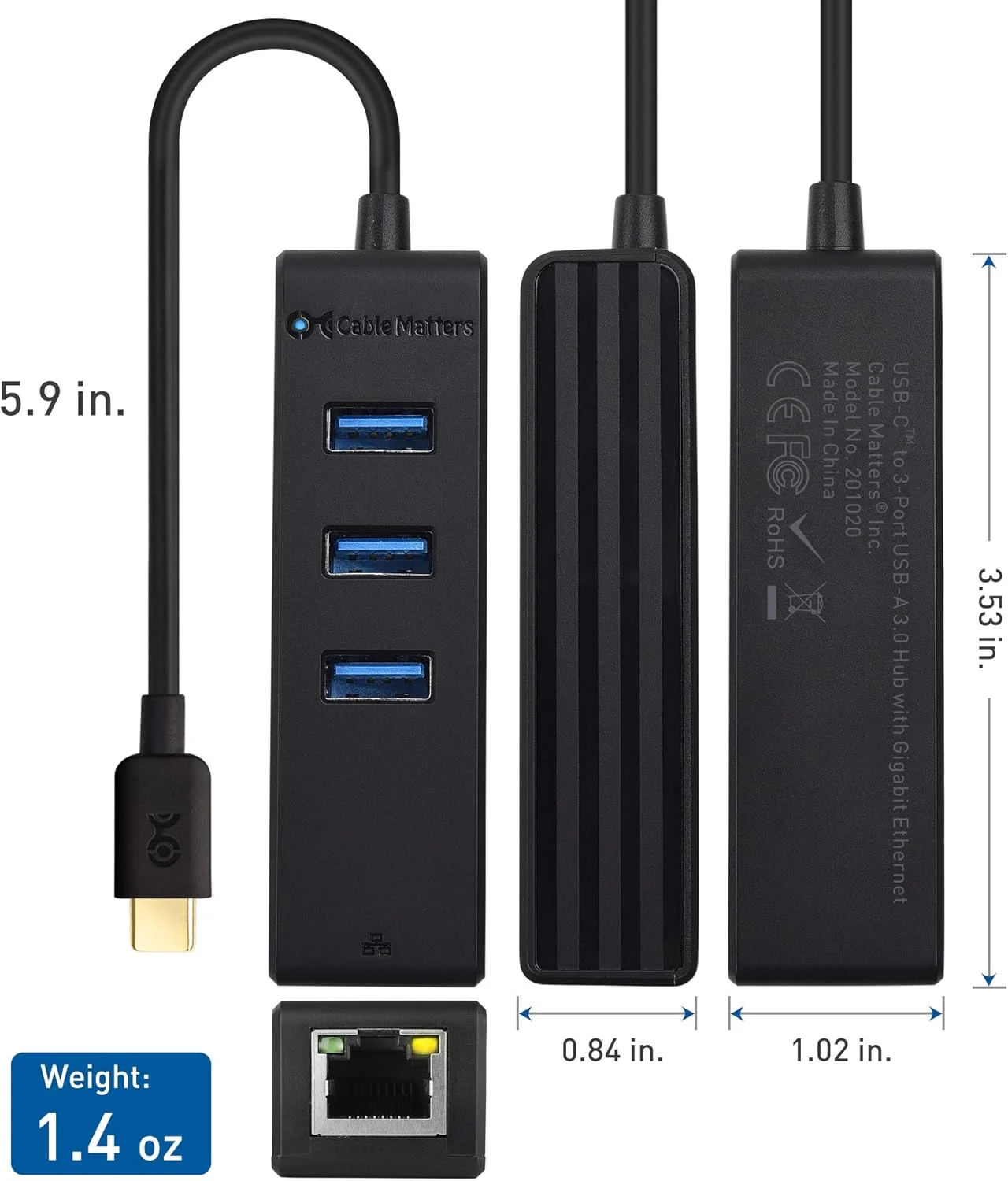 هاب 4 در 1 USB C Cable Matters با اترنت، پشتیبانی از گیگابیت اترنت (شبکه USB C، آداپتور USB C به اترنت، هاب اترنت USB C، آداپتور تاندربولت اترنت) با شبکه 10/100/1000 مگابیت در ثانیه - مشکی هاب 4 در 1 USB C Cable Matters با اترنت، پشتیبانی از گیگابیت اترنت (شبکه USB C، آداپتور USB C به اترنت، هاب اترنت USB C، آداپتور تاندربولت اترنت) با شبکه 10/100/1000 مگابیت در ثانیه - مشکی