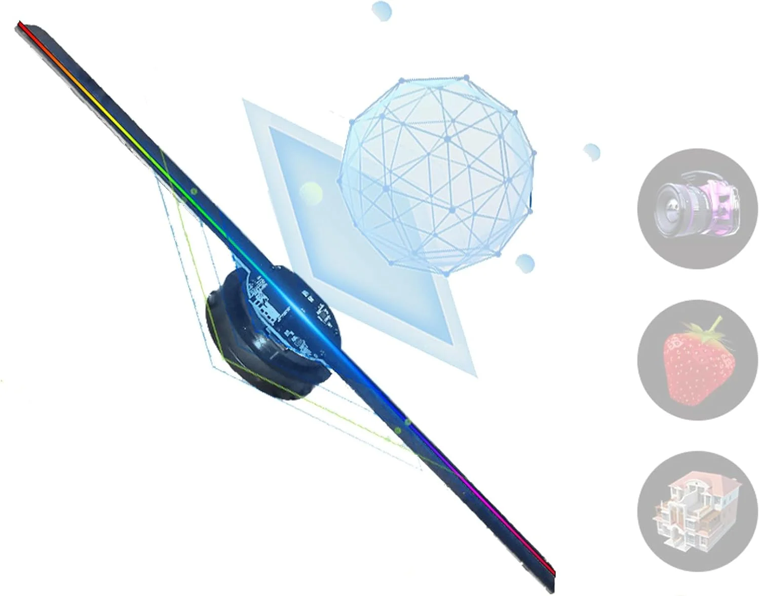 فن هولوگرام سه بعدی مینی TXBMLDPY، فن نمایش تبلیغاتی، دستگاه تبلیغاتی LED با کیفیت HD با چشم غیر مسلح، با 224 مهره نور LED و 16 گیگابایت رم، برای هالووین، بارها، مهمانی ها، رویدادها، نسخه انگلستان