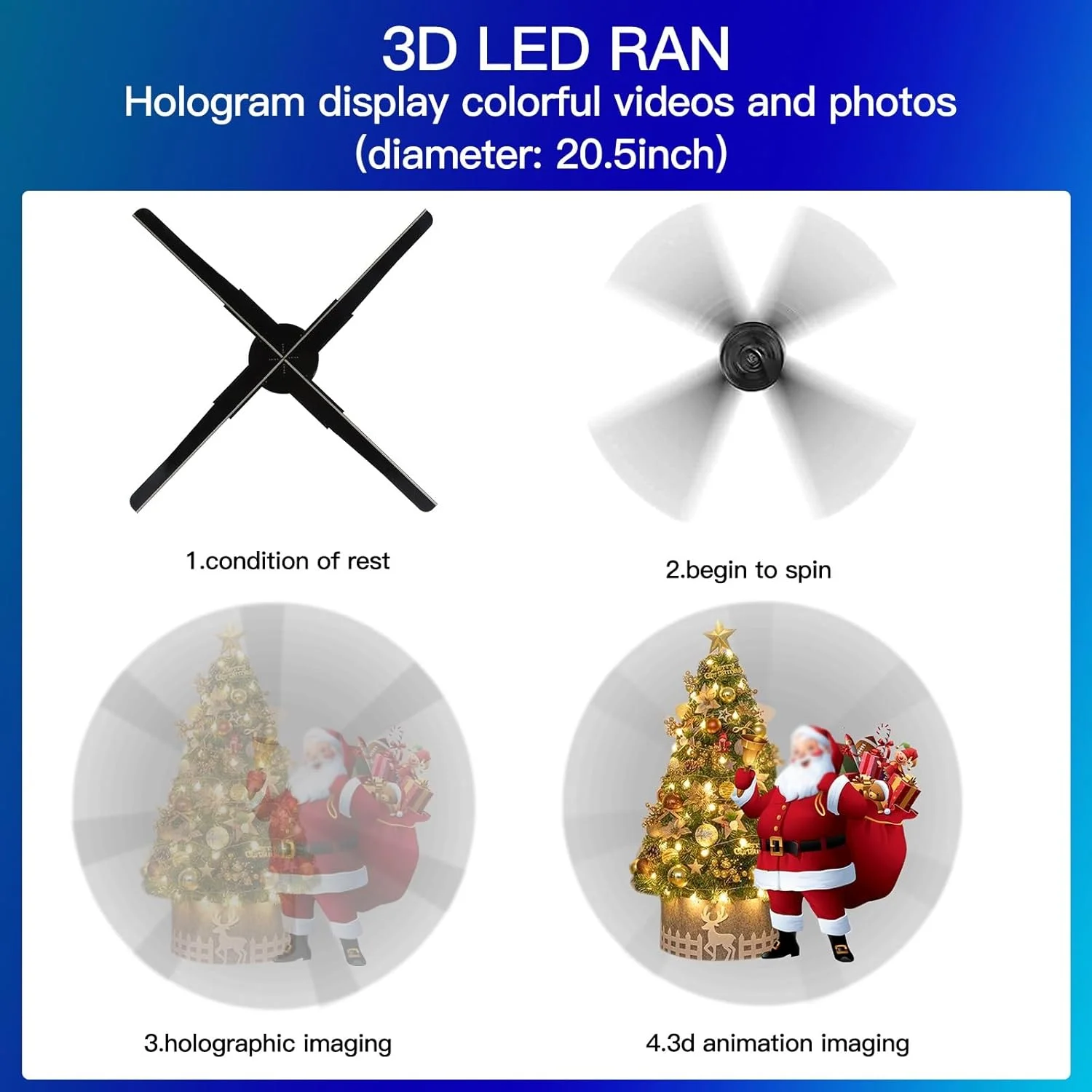 فن هولوگرام سه بعدی VIOLK، فن نمایش تبلیغاتی، پروژکتور ویدئویی فن، پخش کننده تبلیغات هولوگرام، با 672 مهره نور، زاویه دید 178 درجه برای علائم فروشگاه، بارها، کلوپ ها جلوه بصری سه بعدی