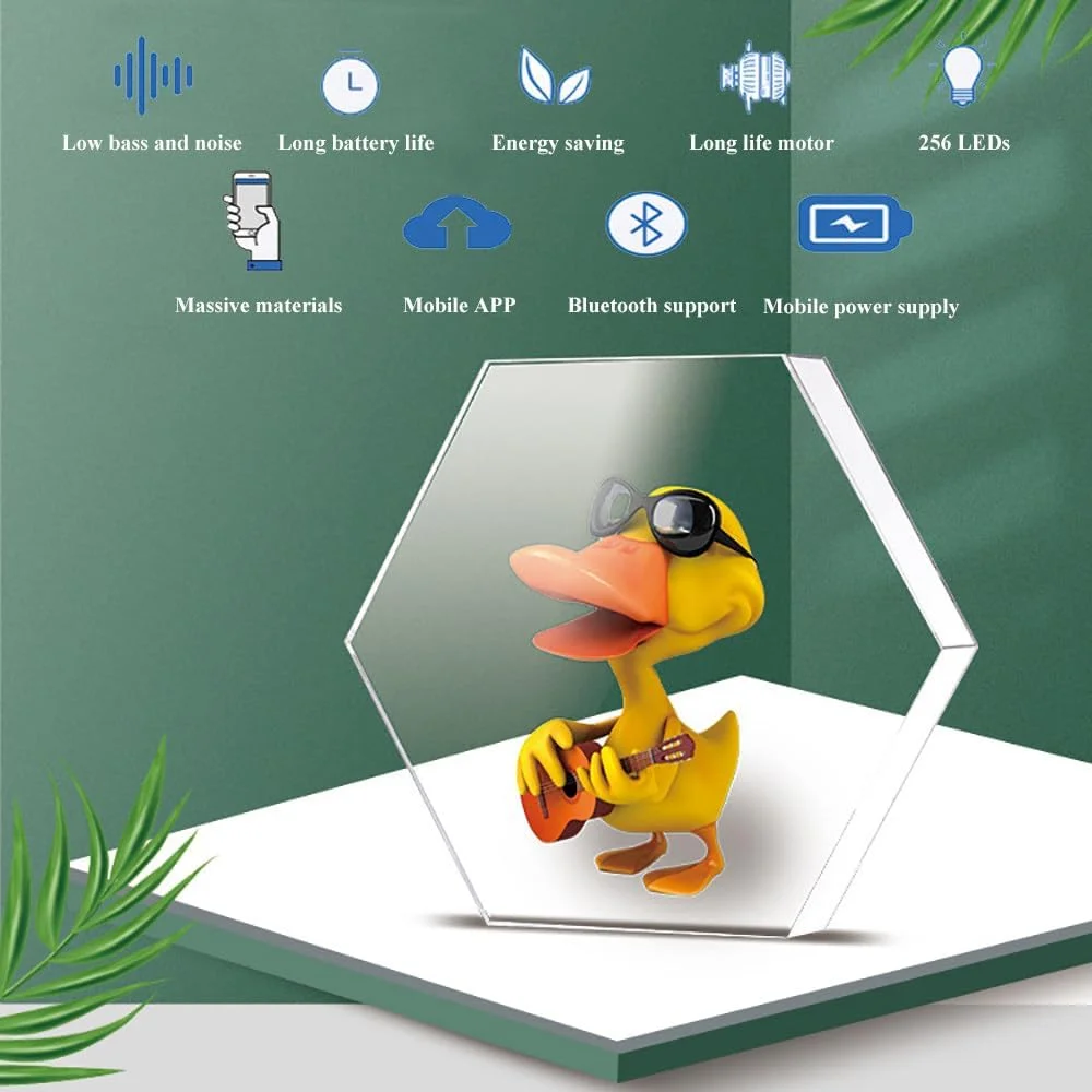 پروژکتور هولوگرام مکعبی 11 اینچی TXBMLDPY، جعبه نمایش اکریلیک با شفافیت بالا، با کنترل برنامه، رزولوشن HD 1280 * 1024px، صدای بلوتوث، کتابخانه ویدیویی سه بعدی، برای رویدادها، مهمانی ها، جشنواره ها، EU