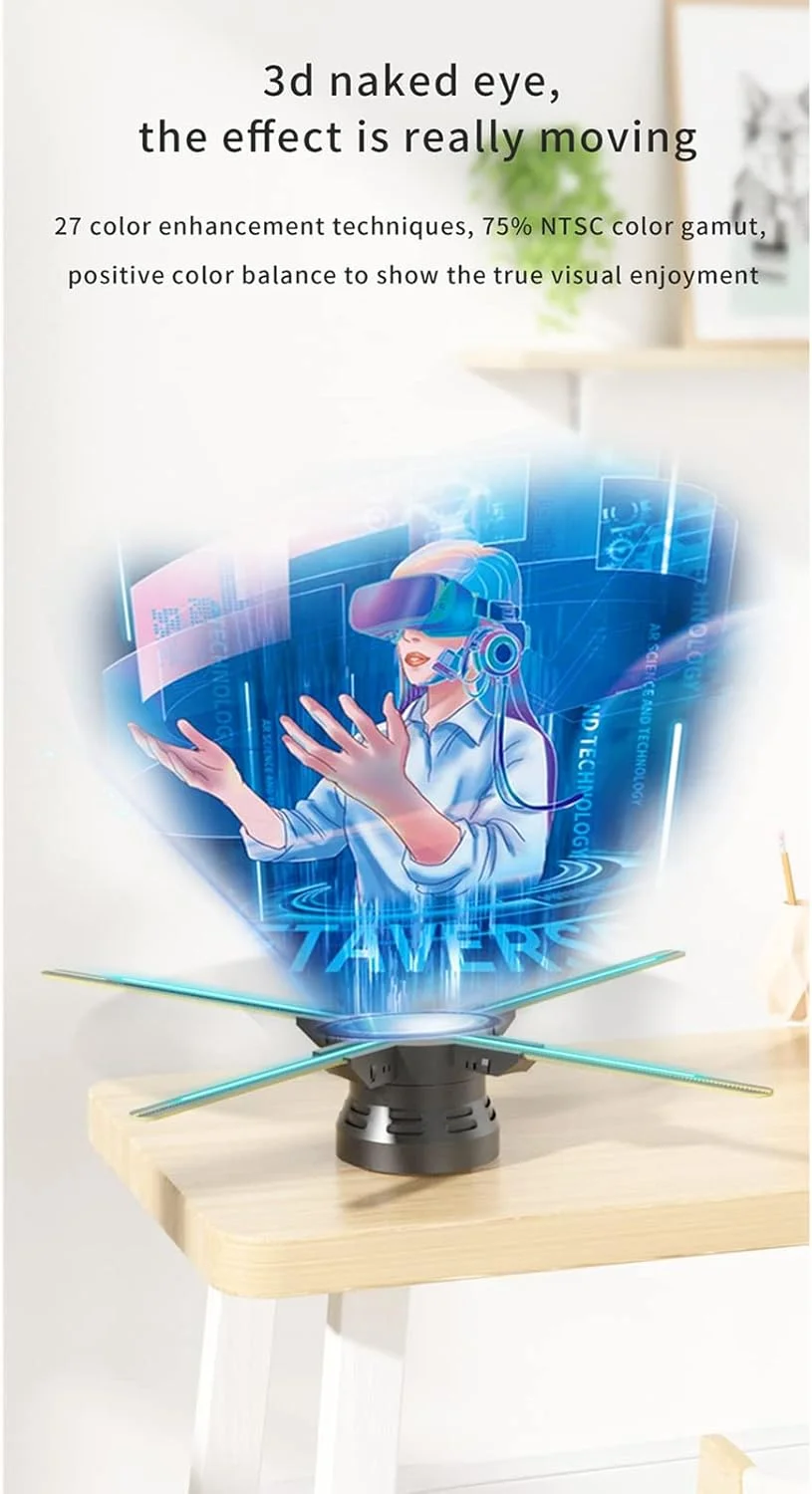 پروژکتور فن هولوگرام سه بعدی TsoLay، دستگاه تبلیغاتی هولوگرافی سه بعدی 60 سانتی متری با قابلیت Wifi و صفحه نمایش LED، نمایشگر تبلیغاتی چرخشی معلق، مناسب برای فروشگاه، بار، کازینو، مهمانی