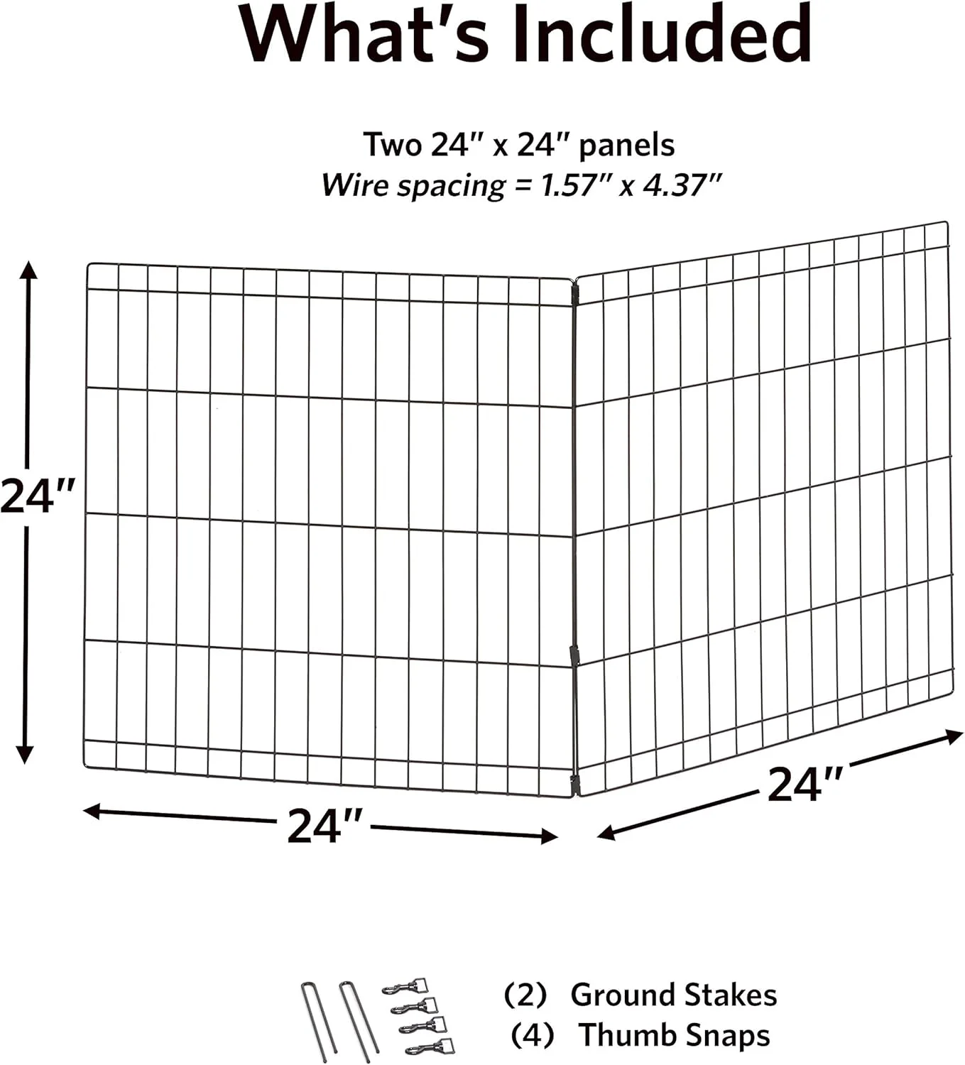 کیت توسعه دهنده 2 پنلی محوطه بازی حیوانات خانگی یونیورسال MidWest Homes for Pets | مناسب برای قفس های فلزی سگ 24 اینچی | ابعاد کیت 61 ارتفاع x 120.65 عرض سانتی متر | شامل 4 بست انگشتی، 2 میخ زمینی