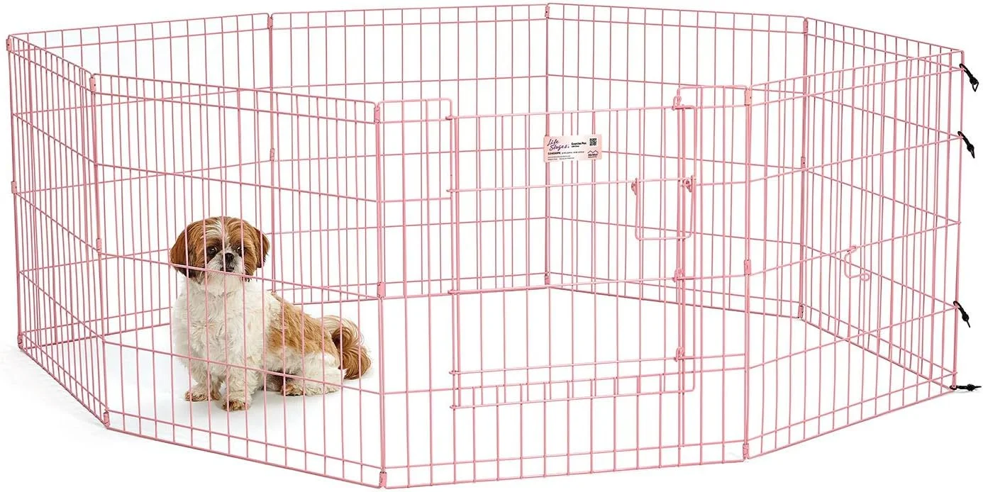 محوطه بازی سگ مدل LifeStages میدوست هومز برای حیوانات خانگی، صورتی، ارتفاع 60 سانتی متر