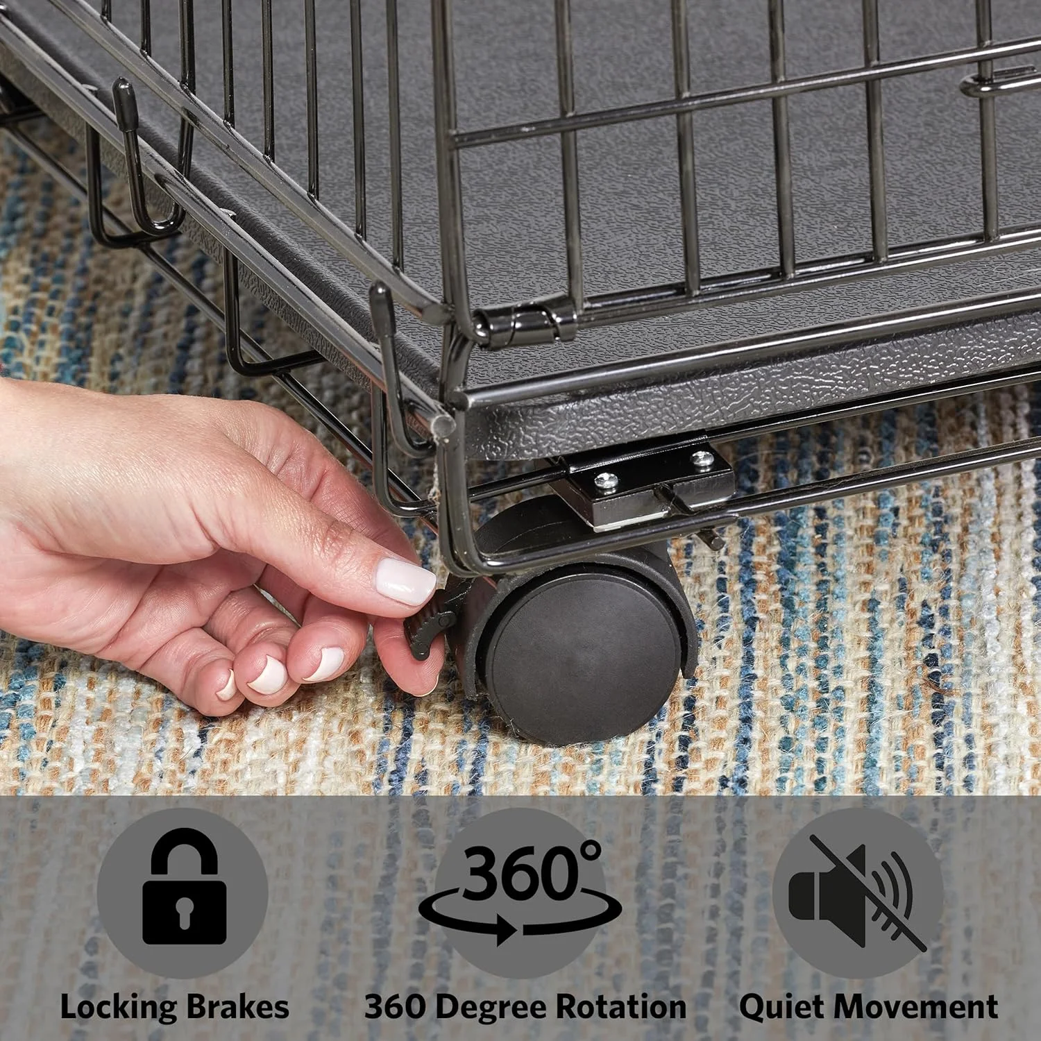 چرخ های جهانی قفس حیوانات خانگی میدوست، 2 عدد (بسته 1 عددی)، مشکی، مدل 44