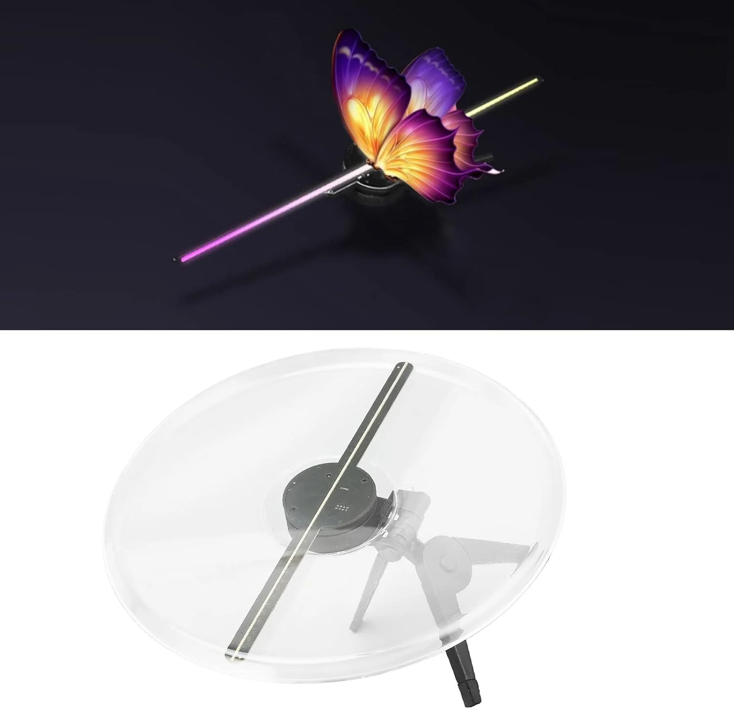 فن نمایشگر تبلیغاتی هولوگرام سه بعدی STUFY، پروژکتور هولوگرام LED سه بعدی با جلوه های شناور قابل تنظیم واقع گرایانه 10.6 اینچی با 224 مهره لامپ LED برای مهمانی ها و بارها (رنگ: #2)