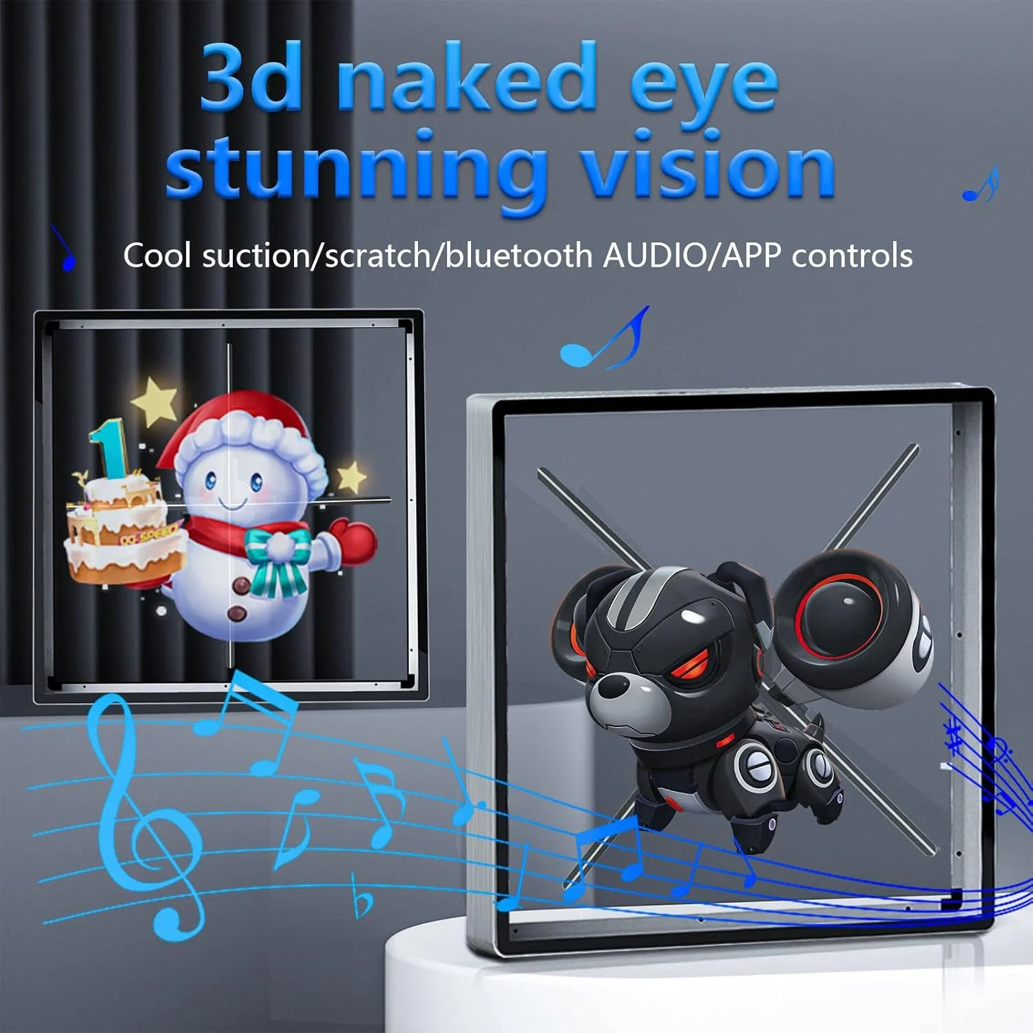 پروژکتور هولوگرافی سه بعدی STMKB با فن و WiFi، اندازه 56 سانتی متر، هولوگرافی یکپارچه سه بعدی، صفحه نمایش بدون پرش، پشتیبانی از ویدیو، انیمیشن و نمایش تصاویر رایج، مناسب برای استفاده در کریسمس، فروشگاه ها، بارها، کازینوها