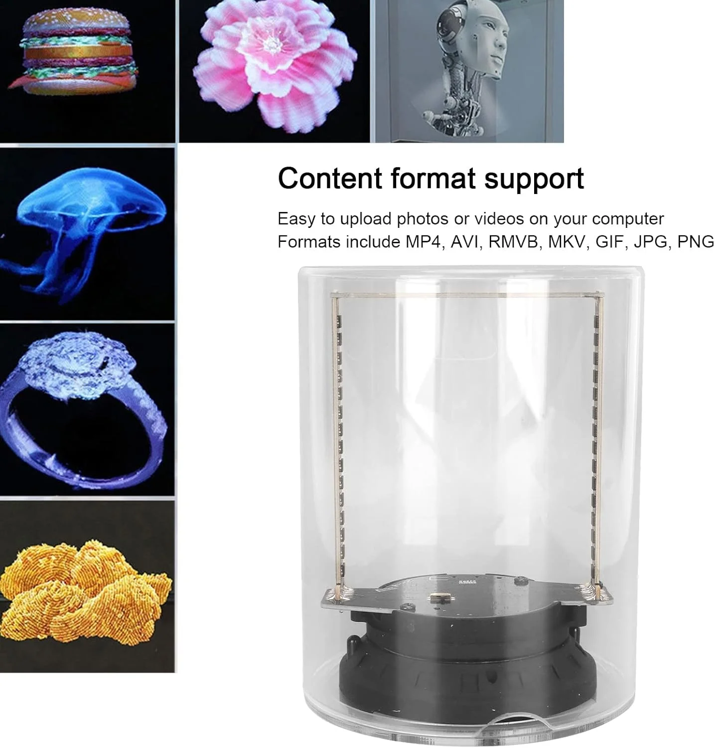 فن هولوگرام سه بعدی Sorandy، نمایشگر تبلیغاتی پروژکتور WiFi با 160 LED، پخش کننده ویدیوی هولوگرافی 1080P با چشم غیر مسلح برای فروشگاه های تجاری، مغازه، مهمانی، هالووین، بار، کازینو، نمایشگاه