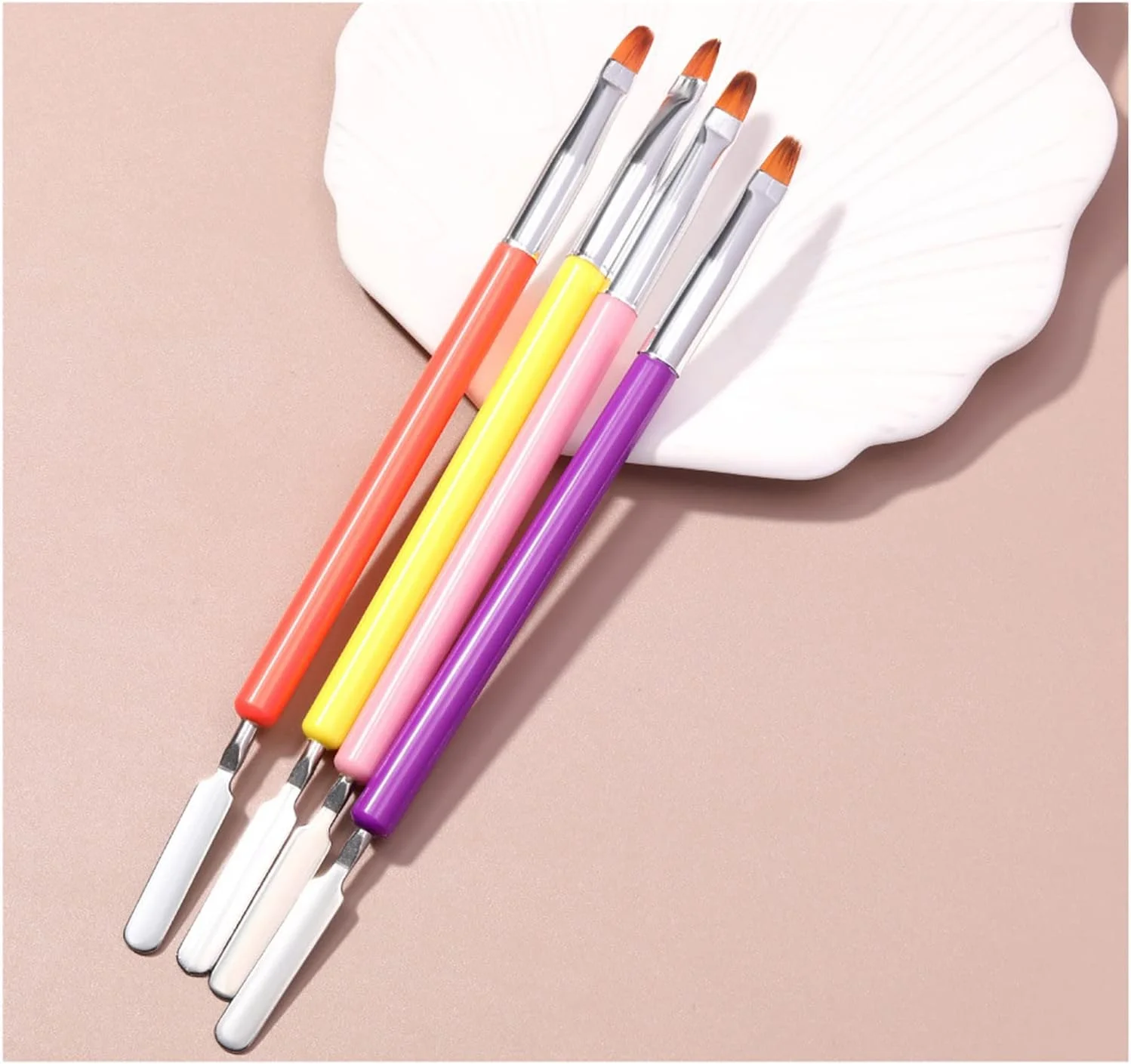 قلم موی ژل ناخن، قلم موی ژل اکستنشن پلی دو طرفه، ست قلم موی طراحی ناخن برای استفاده در منزل و سالن (بنفش، تک سایز)