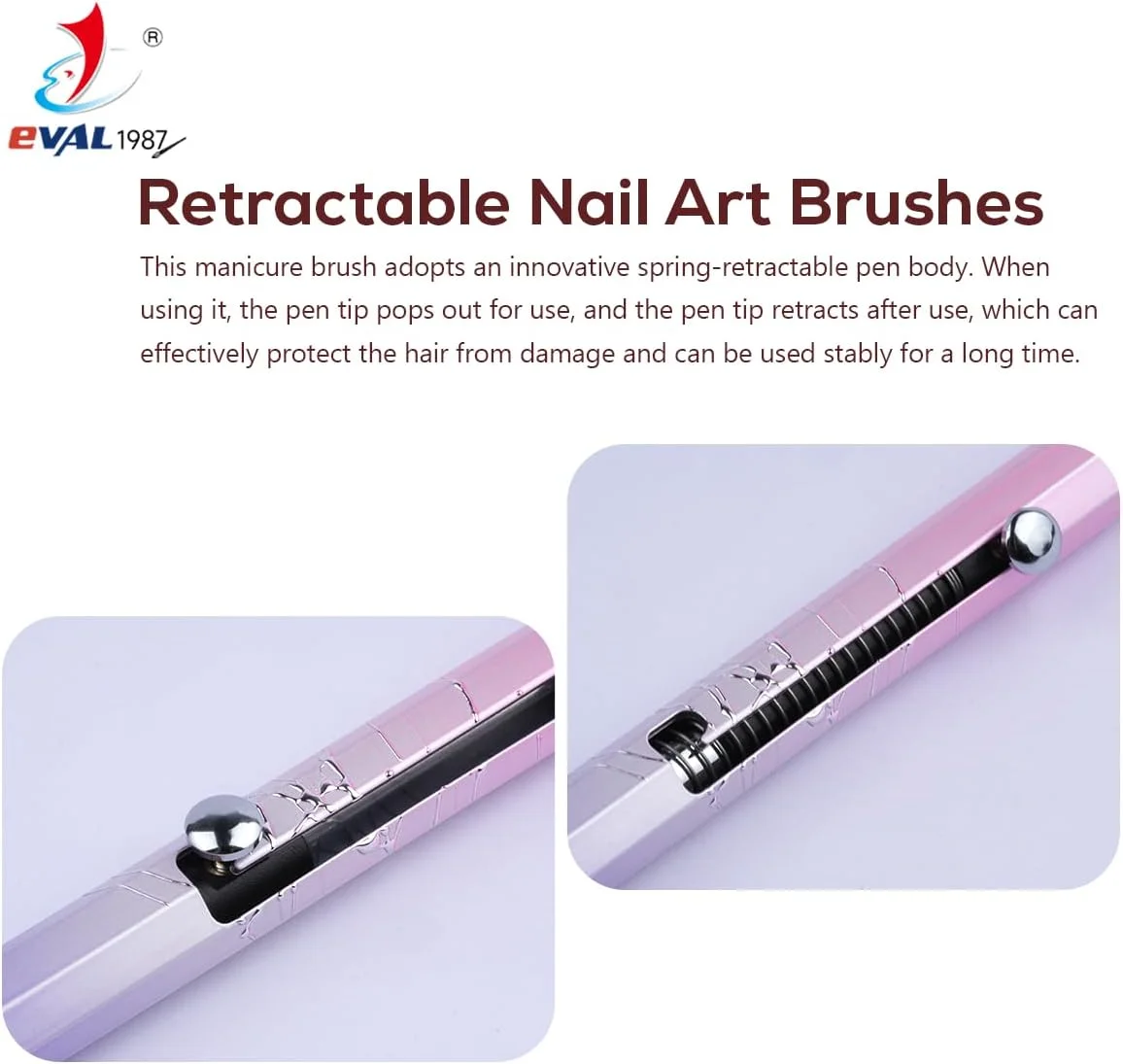 ست قلموهای طراحی ناخن YIHUALE، قلموی ژل اکستنشن ناخن فشاری، قلم ابزار طراحی هنر لاک ژل، قلموی خط کشی طراحی ناخن و قلم نقطه گذاری برای سالن، DIY (صورتی+بنفش، 1 عدد)