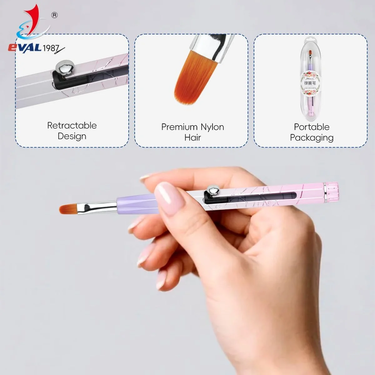 ست قلموهای طراحی ناخن YIHUALE، قلموی ژل اکستنشن ناخن فشاری، قلم ابزار طراحی هنر لاک ژل، قلموی خط کشی طراحی ناخن و قلم نقطه گذاری برای سالن، DIY (صورتی+بنفش، 1 عدد)