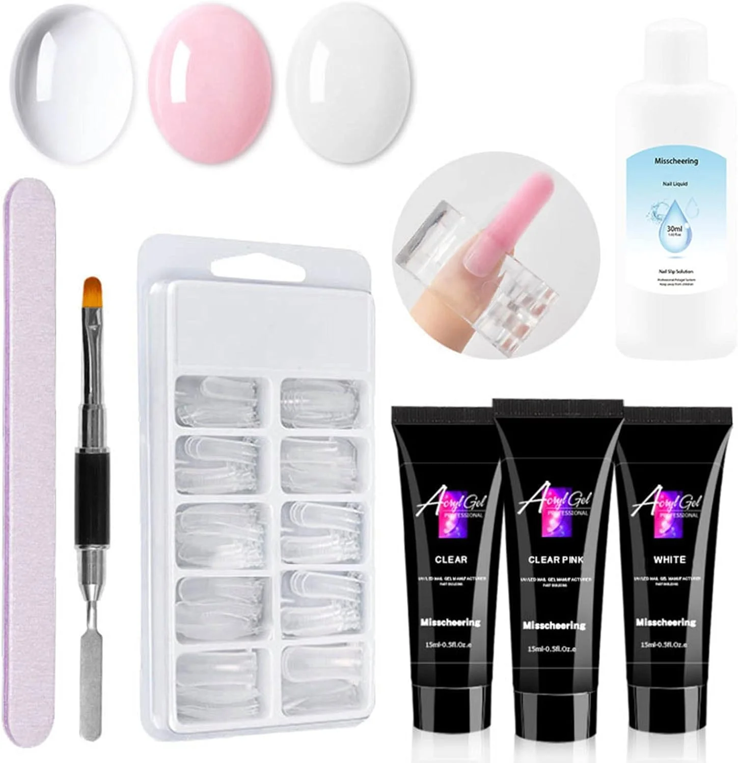 ژل اکستنشن ناخن Fawoonu، ست ژل ناخن UV LED، ست ژل اکستنشن ناخن، نوک ناخن مصنوعی، گیره ناخن، قلم ناخن، سوهان ناخن برای اکستنشن سریع ناخن، کیت ابزار ناخن سالن