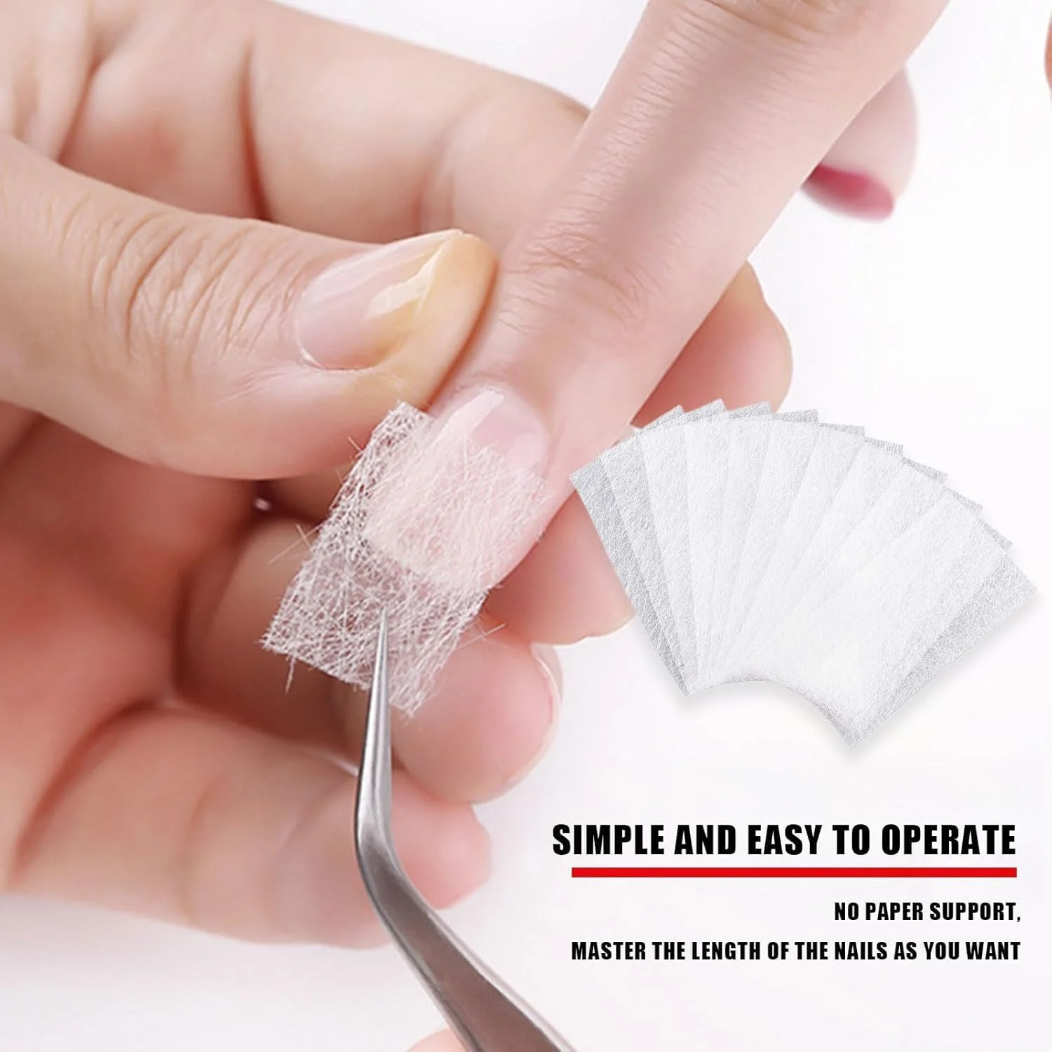 چسب ترمیم ناخن ابریشمی، محافظ ناخن فایبرگلاس برای ترک خوردگی، شکستگی و تقویت ناخن، برچسب های خود چسب برای ترمیم و افزایش طول ناخن برای استفاده در خانه یا سالن، محافظت قوی برای ناخن ها، 200 عدد