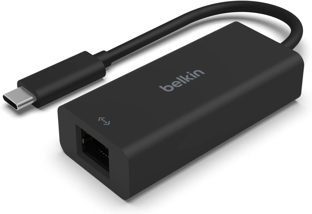 آداپتور USB Type C به اترنت 2.5 گیگابیتی Belkin، دارای گواهینامه USB-IF Thunderbolt 3 & 4 / آداپتور شبکه USB-C به LAN سازگار با MacBook Pro/Air، iPad Pro، XPS، Surface و سایر دستگاه های USB-C