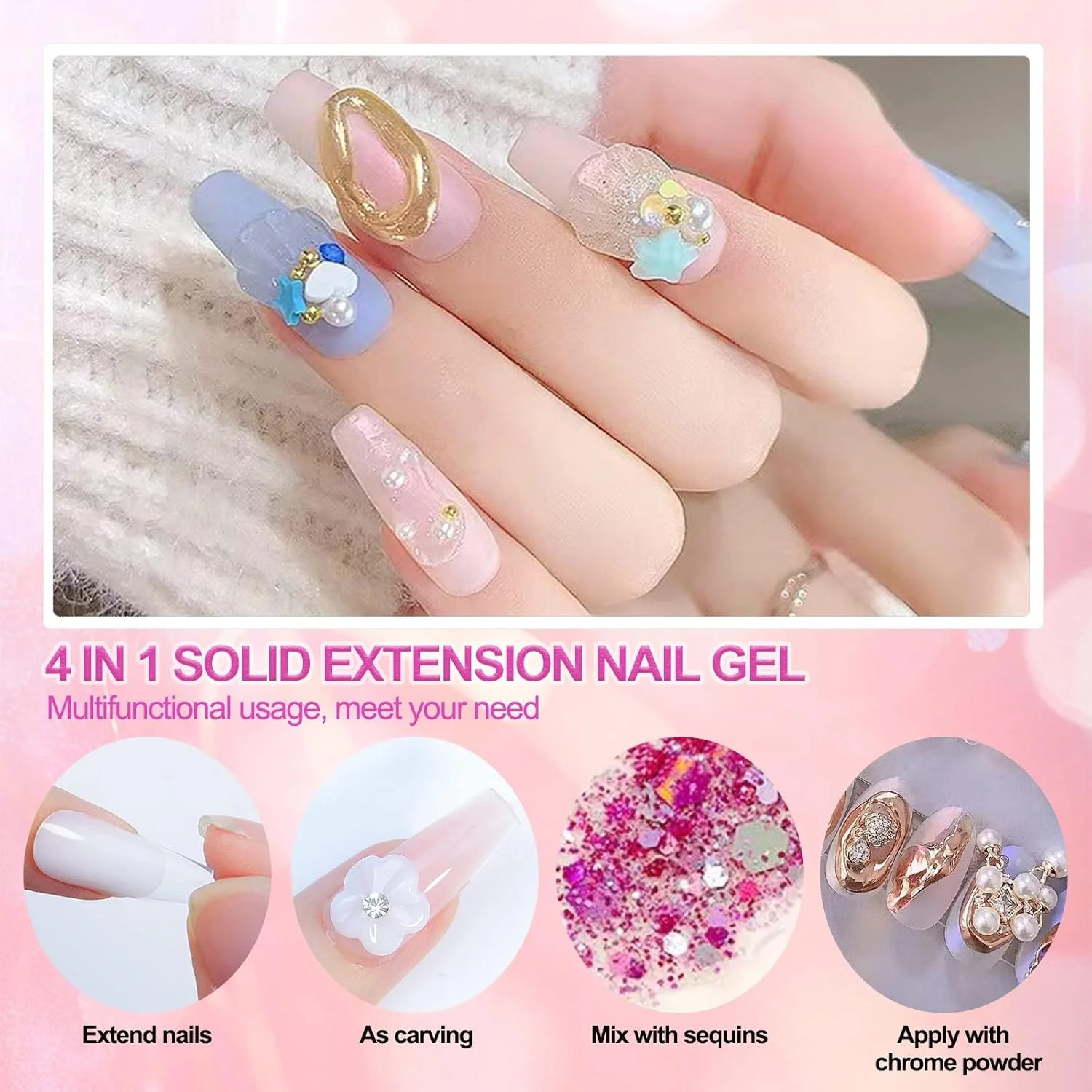 ژل کاشت ناخن جامد MAKINGTEC، ژل مجسمه سازی ناخن، ژل سازنده جامد غیر چسبنده، ژل اکستنشن ناخن سخت ارتقا یافته، ژل مجسمه سازی سه بعدی برای طراحی ناخن