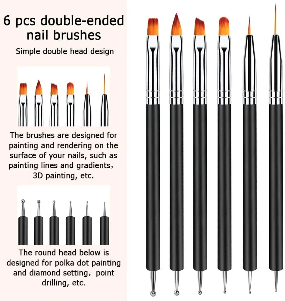 ست قلم موی طراحی ناخن Lofuanna، 6 عدد قلم موی خطی ظریف دو طرفه، ابزار طراحی نقطه ای با قلم موی ژل اکستنشن ناخن، قلم موی ژل بیلدر، قلم موی خطی طراحی ناخن، قلم نقطه گذاری ناخن برای مانیکور DIY ست قلم موی طراحی ناخن Lofuanna، 6 عدد قلم موی خطی ظریف دو طرفه، ابزار طراحی نقطه ای با قلم موی ژل اکستنشن ناخن، قلم موی ژل بیلدر، قلم موی خطی طراحی ناخن، قلم نقطه گذاری ناخن برای مانیکور DIY