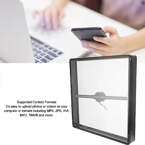 پروژکتور فن هولوگرام سه بعدی Bewinner 18.5 اینچی با قابلیت اتصال WiFi و کارت حافظه، نمایشگر تبلیغاتی با پشتیبانی از فرمت های مختلف ویدئویی و تصویری، دوشاخه امارات متحده عربی