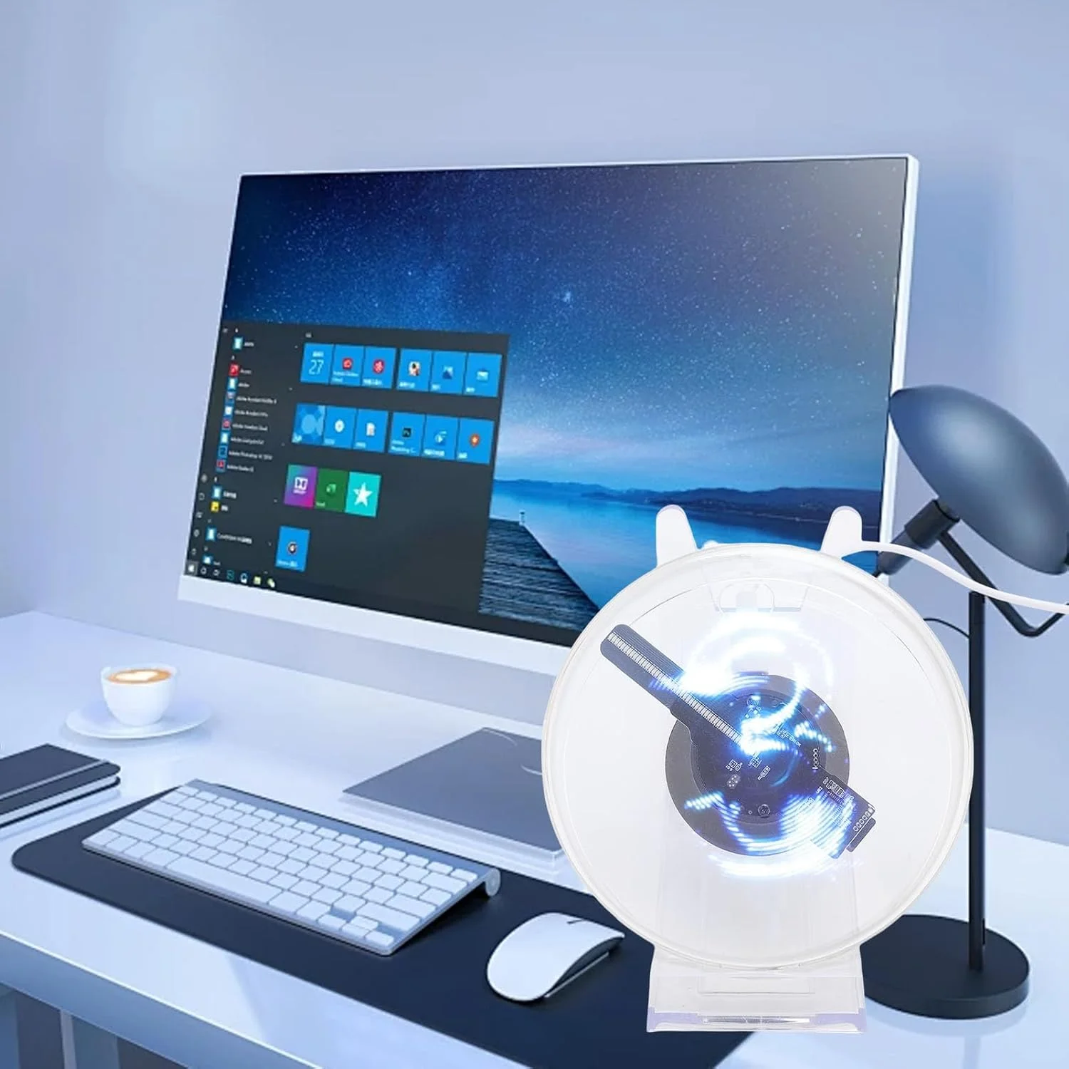 فن هولوگرام سه بعدی Bewinner با کنترل از طریق اپلیکیشن WiFi، نمایشگر هولوگرافی HD 1080X1600، دارای 48 مهره LED، ریموت کنترل و قابلیت نصب برای فروشگاه ها، رویدادها و تبلیغات خرده فروشی