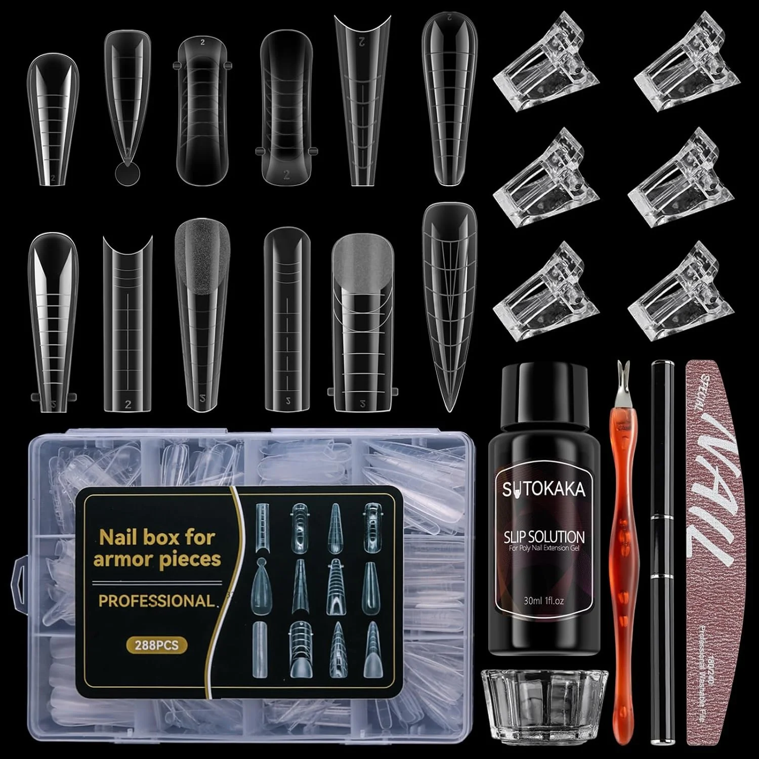 ست کامل 288 عددی قالب پلی ژل ناخن SUTOKAKA، 12 مدل، 12 سایز، قالب اکستنشن ناخن قابل استفاده مجدد، فرم های دوگانه به همراه 6 عدد گیره ناخن، محلول لغزنده ناخن، قلم مو، سوهان ناخن و عقب زننده کوتیکول برای مبتدیان ست کامل 288 عددی قالب پلی ژل ناخن SUTOKAKA، 12 مدل، 12 سایز، قالب اکستنشن ناخن قابل استفاده مجدد، فرم های دوگانه به همراه 6 عدد گیره ناخن، محلول لغزنده ناخن، قلم مو، سوهان ناخن و عقب زننده کوتیکول برای مبتدیان
