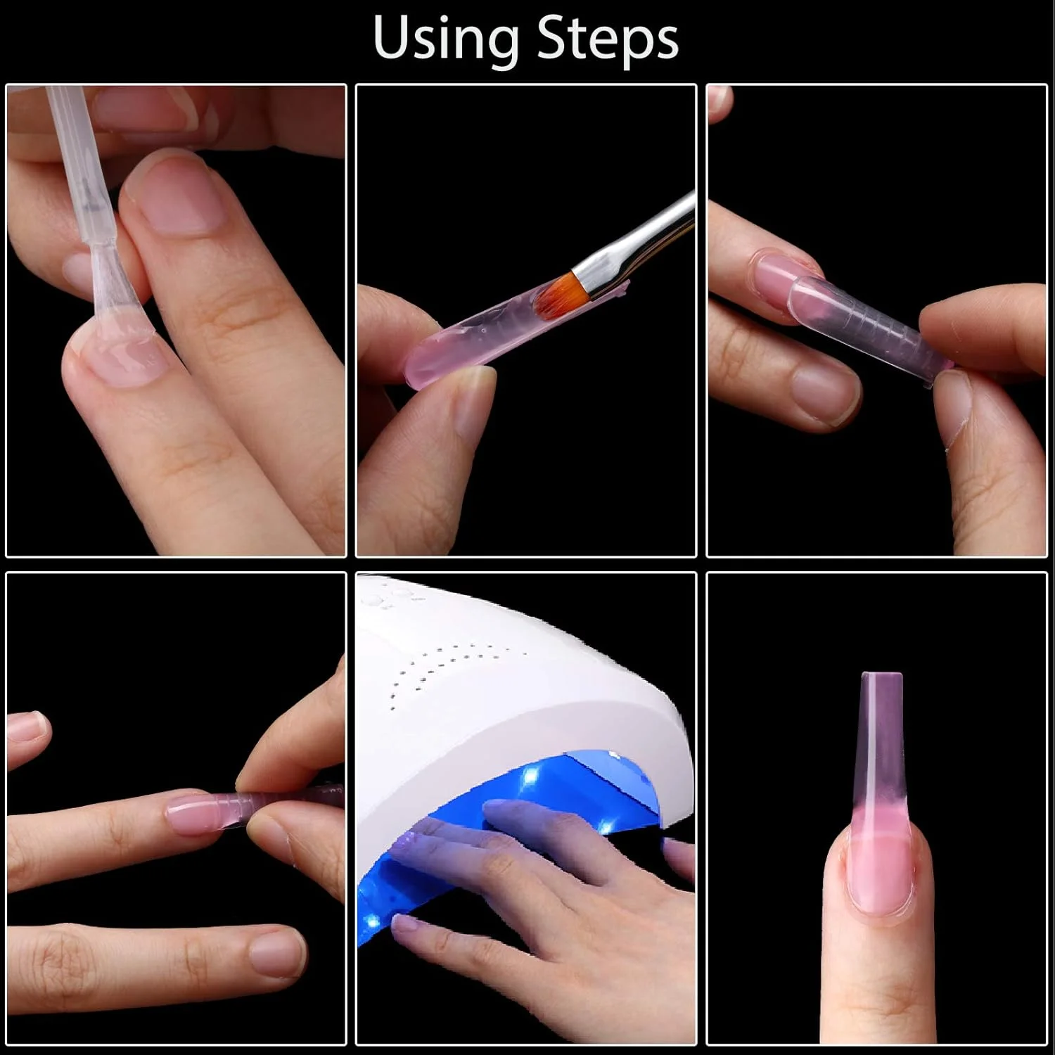 مجموعه 120 عددی قالب ناخن دوال Sumind، قالب های اکستنشن ناخن ژلی، قالب های ژل ناخن تابوتی برای ناخن های اکریلیک UV، شفاف با 12 سایز مختلف و گیره های ناخن، قلم موی ژل، سوهان ناخن