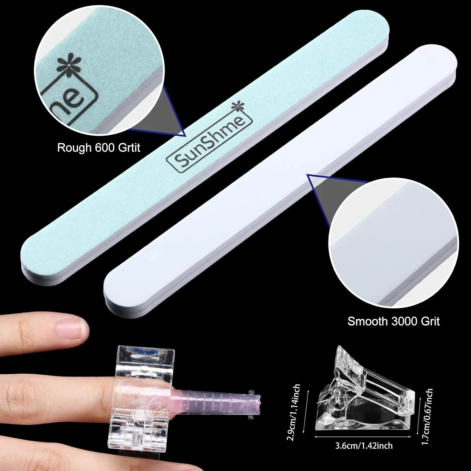 مجموعه 120 عددی قالب ناخن دوال Sumind، قالب های اکستنشن ناخن ژلی، قالب های ژل ناخن تابوتی برای ناخن های اکریلیک UV، شفاف با 12 سایز مختلف و گیره های ناخن، قلم موی ژل، سوهان ناخن