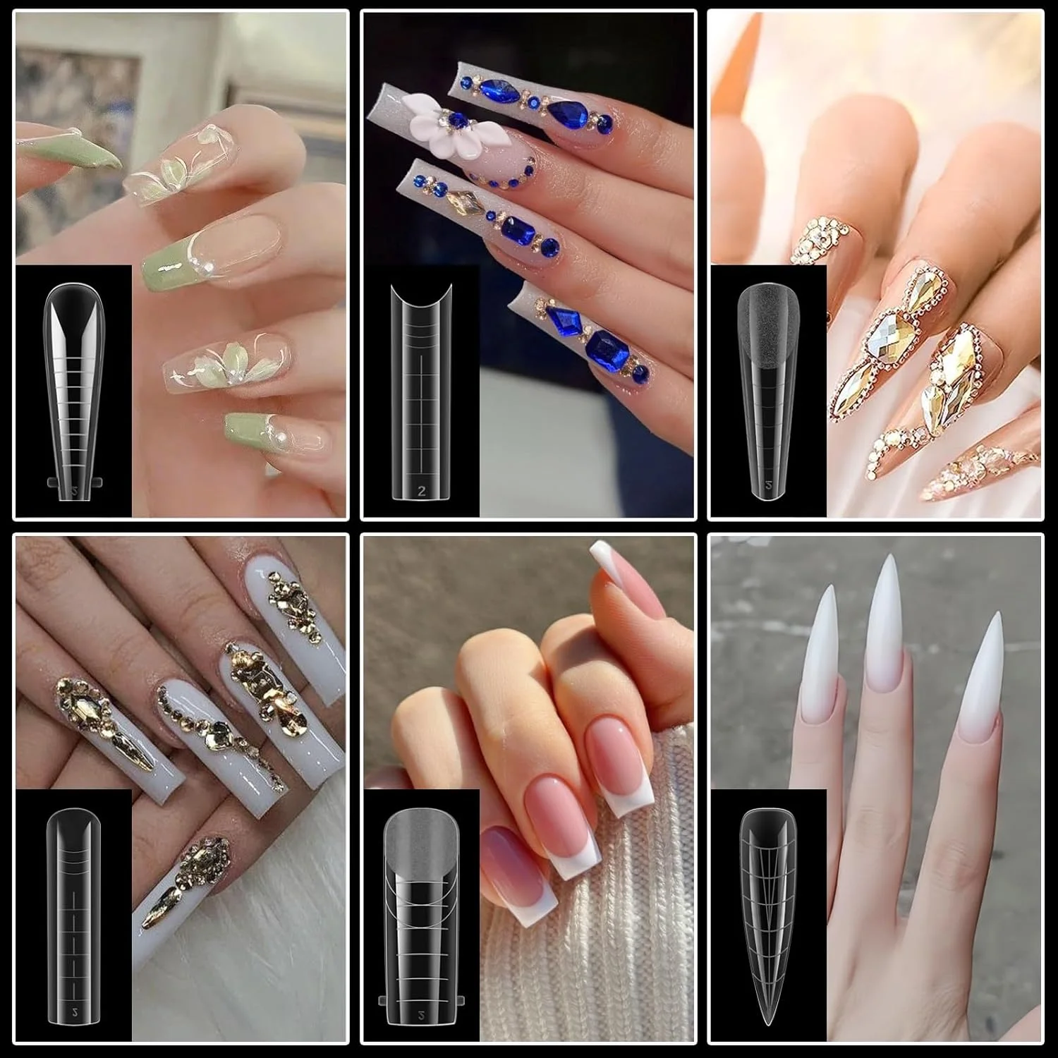 ست کامل 288 عددی قالب پلی ژل ناخن SUTOKAKA، 12 مدل، 12 سایز، قالب اکستنشن ناخن قابل استفاده مجدد، فرم های دوگانه به همراه 6 عدد گیره ناخن، محلول لغزنده ناخن، قلم مو، سوهان ناخن و عقب زننده کوتیکول برای مبتدیان